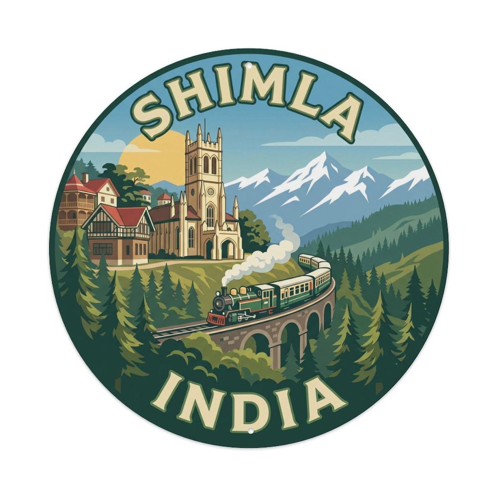 Yrnq 8X8inch Vintage Style Vintage Travel India Shimla Hills Metal Tin Sign