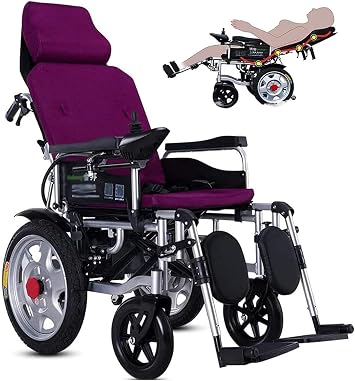 Electric Wheelchair for Elderly, Power or Manual Operation, Adjustable Backrest and Pedal, Foldable Portable Electric Chair Dual Motor Compact Mobility Assistant Wheelchair