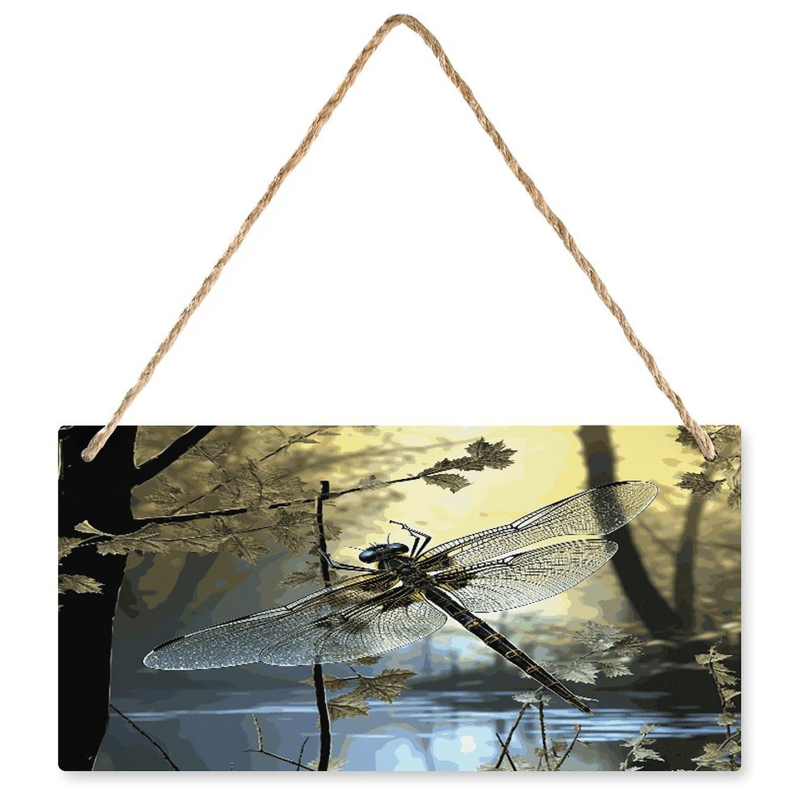 Fodpand Style Dragonflies Wall Art Wooden Hanging Sign Decor, Artwork For Wall Decoration, Funny Plaque For Bedroom Kitchen Living Room Home Decoration 9.8 X 4.9 Inch