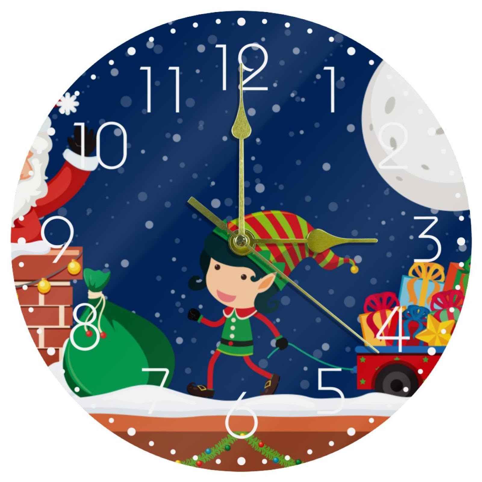Horloge murale décoration de Noël Père Noël en acrylique pour cadeau original