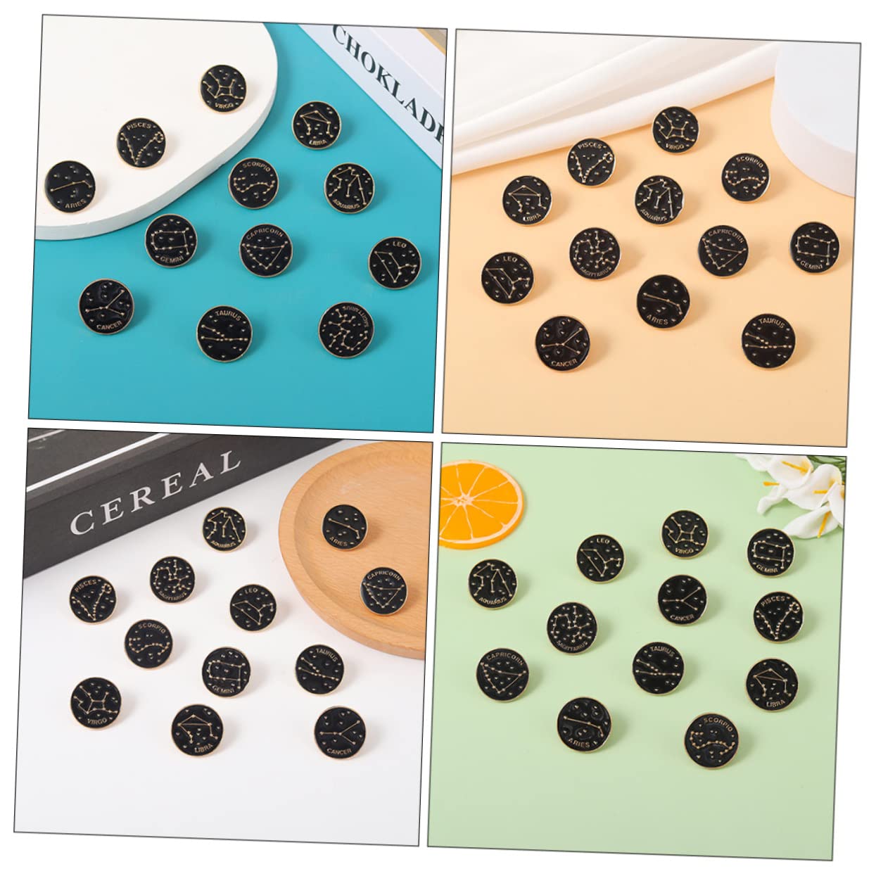 60stücke Teiliges Set Von Zodiac Emaille Broschen Dekorative Anstecker Für Kleidung Taschen Und Hüte Stilvolle Accessoires Für Fans Der Astrologie