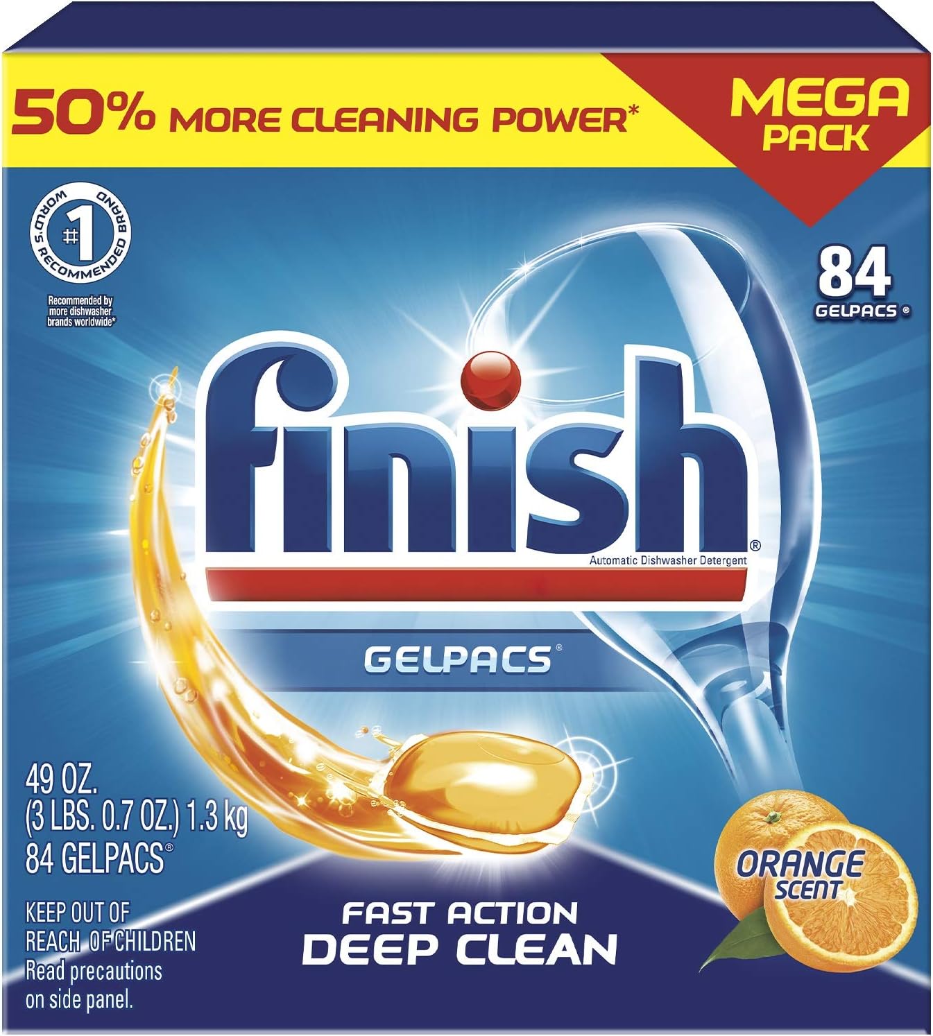Gelpacs Dishwasher Detergent, Orange Scent, 84 Count