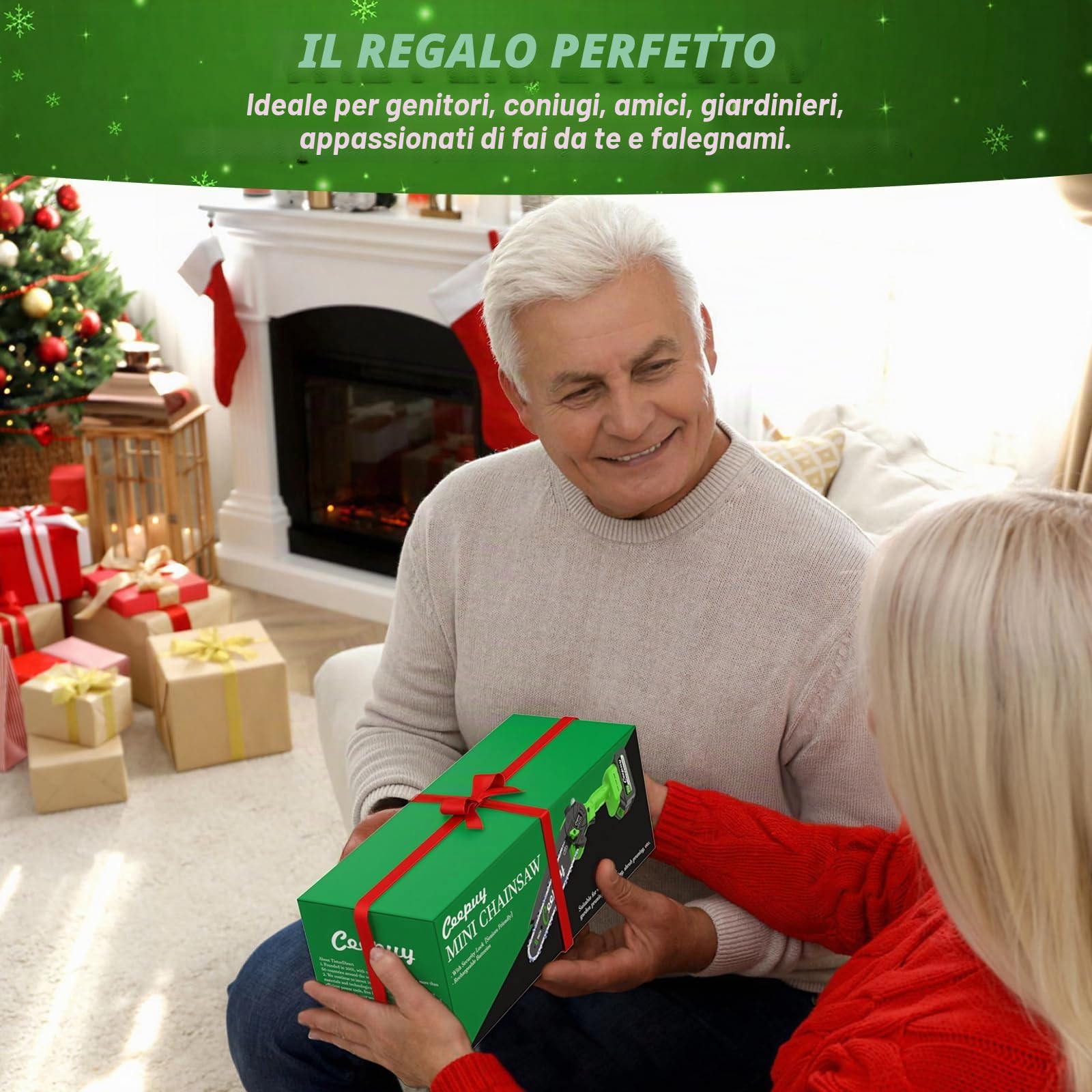 CEEPUY 6 Pollici Mini Motosega a Batteria per Potatura 2 x 4000 mAh, 880W Sega Elettrica per Potatura con Pompetta Olio, Motosega Elettrica a Batteria per Taglio Del Legno Giardini