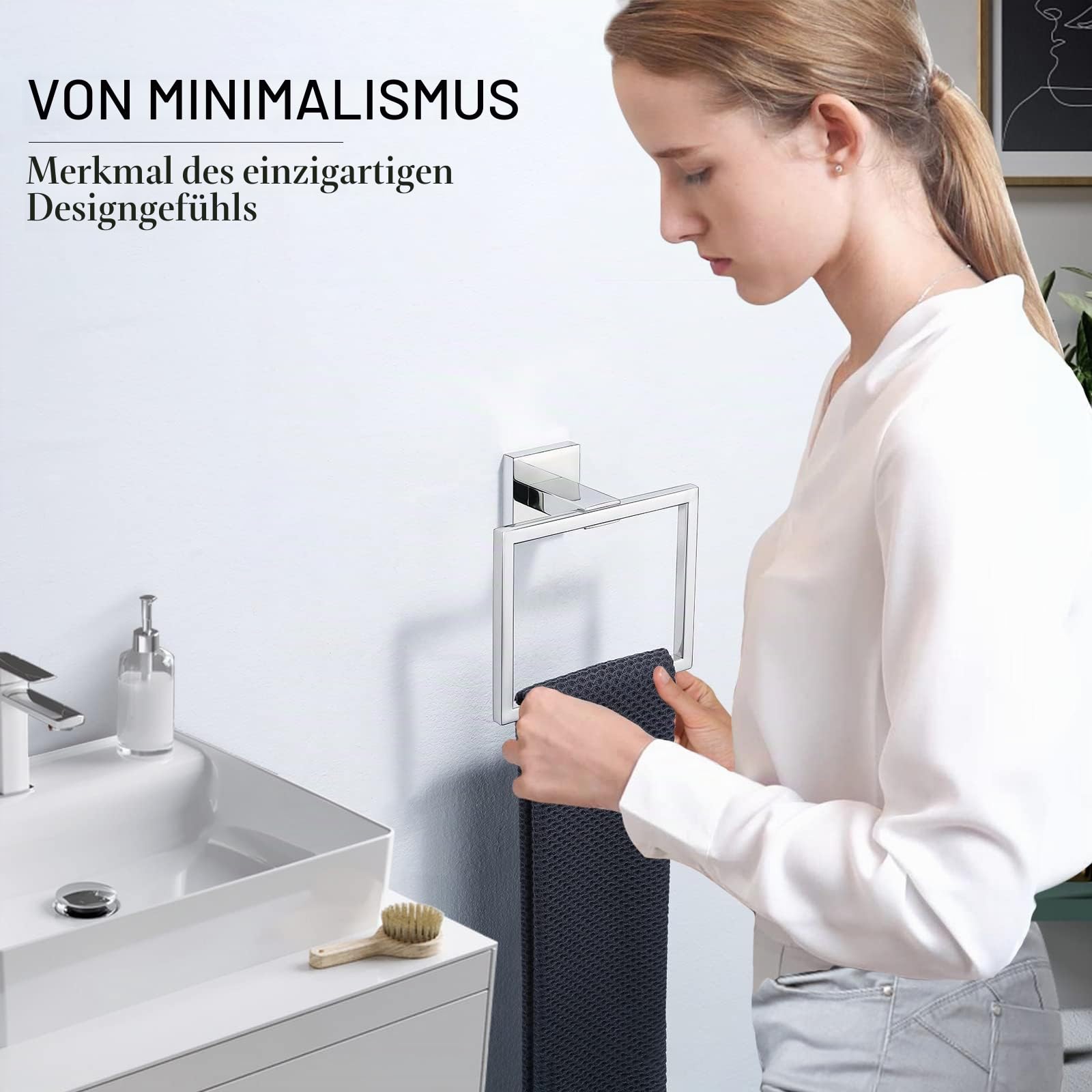 TURS Handtuchhalter Handtuchhalter Handtuchring SUS 304 Edelstahl Wand montiert Chrom Poliert Finish Badezimmer (Chrom Poliert)