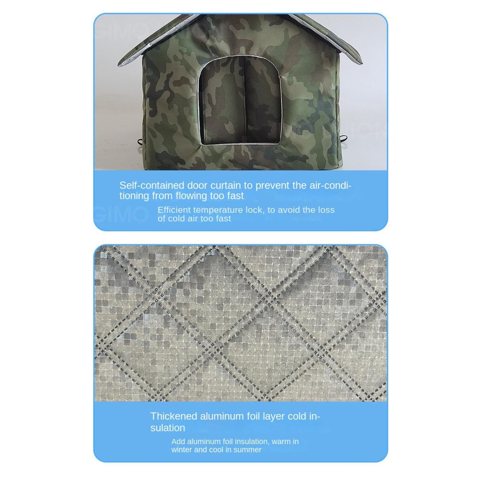 Casa para Gatos con Aire Acondicionado Plegable de 3 Capas con Bolsas Frías | Casa de Mascotas con Aire Acondicionado Para Cachorros, Perros, , Dormitorio, Salón, Patio Trasero, Jardín