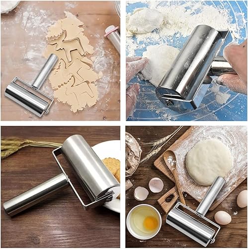 Miniatura 2 de Rodillo pequeño, rodillo de masa de acero inoxidable, rodillo de hornear de cocina doméstica, adecuado para hacer pasteles, galletas, pizza y otras