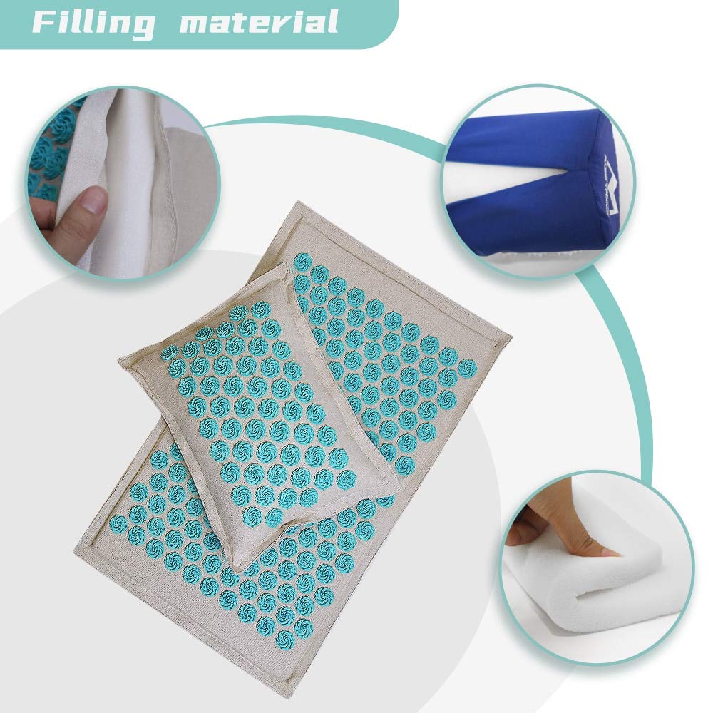 NX Tapis d'acupression, tapis de massage, coussin d'acupuncture pour soulager les douleurs du dos, du cou et de la sciatique, relaxer les muscles en coton rose
