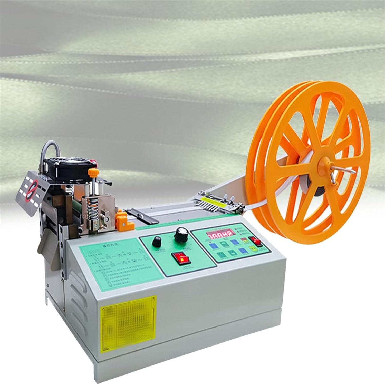 Máquina cortadora de cinta calentada, cortador de cinta completamente automático, ancho de corte de 1 a 95 mm, temperatura ajustable para cordones de tela y cuero