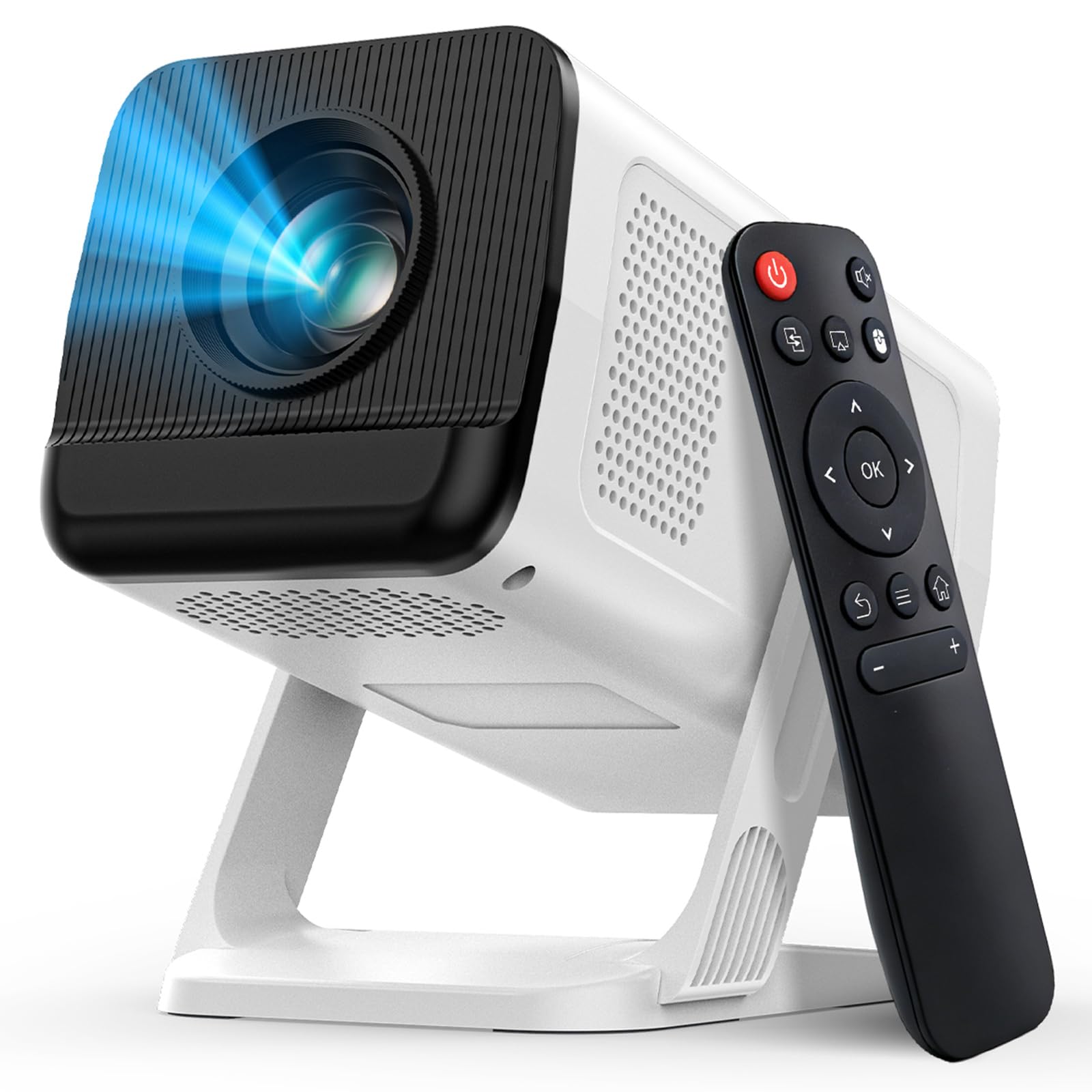 Photo 1 of [Built-in Apps & 2026 Upgraded] Mini Projector with WiFi and Bluetooth,Native 1080P Smart Projector 4K Supported,Auto Vertical Keystone,210° Rotatable,Compatible with TV Stick,Smartphone(Medium)
