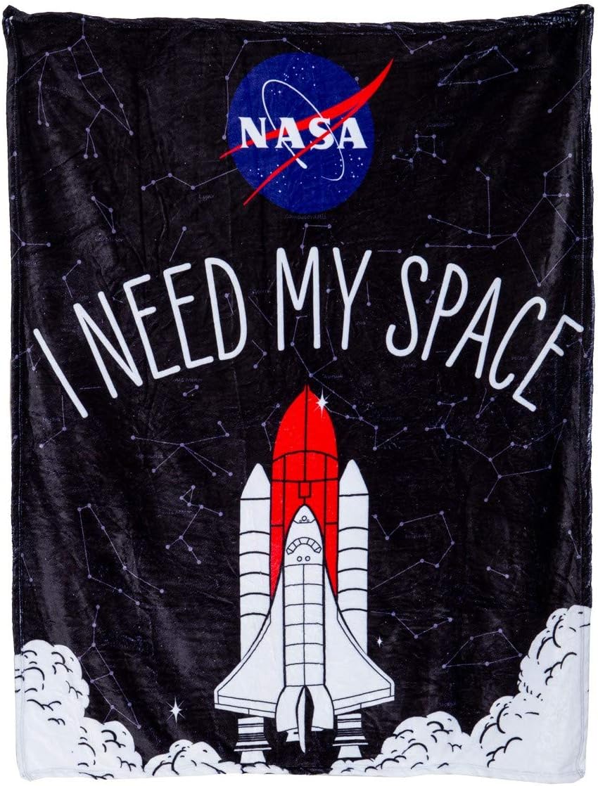 Calhoun NASA I Need My Space Rocket Plush Throw 50" by 60" Blanket