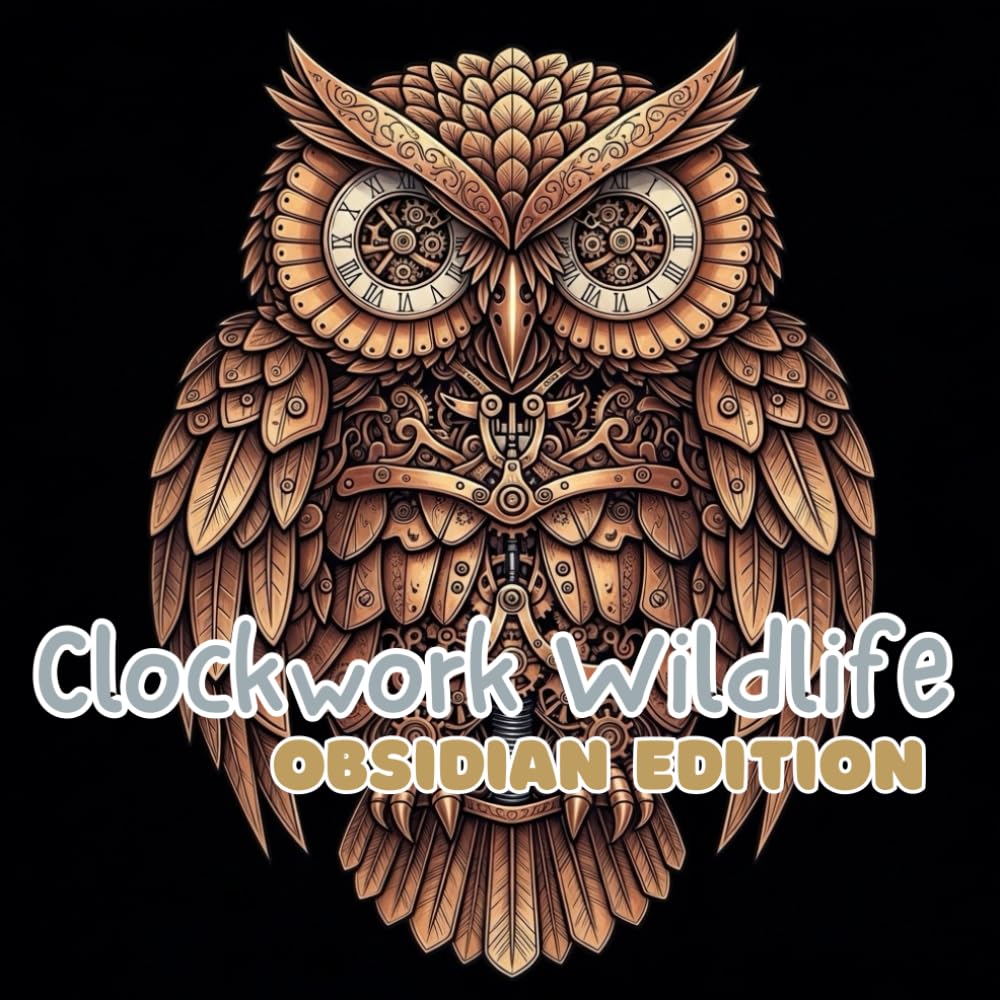 Clockwork Wildlife | Obsidian Edition: Dark Steampunk Mechanical Animal Coloring Book for Adults (Clockwork Wildlife : Luxury Steampunk Mechanical Animal Coloring Book for Adults)