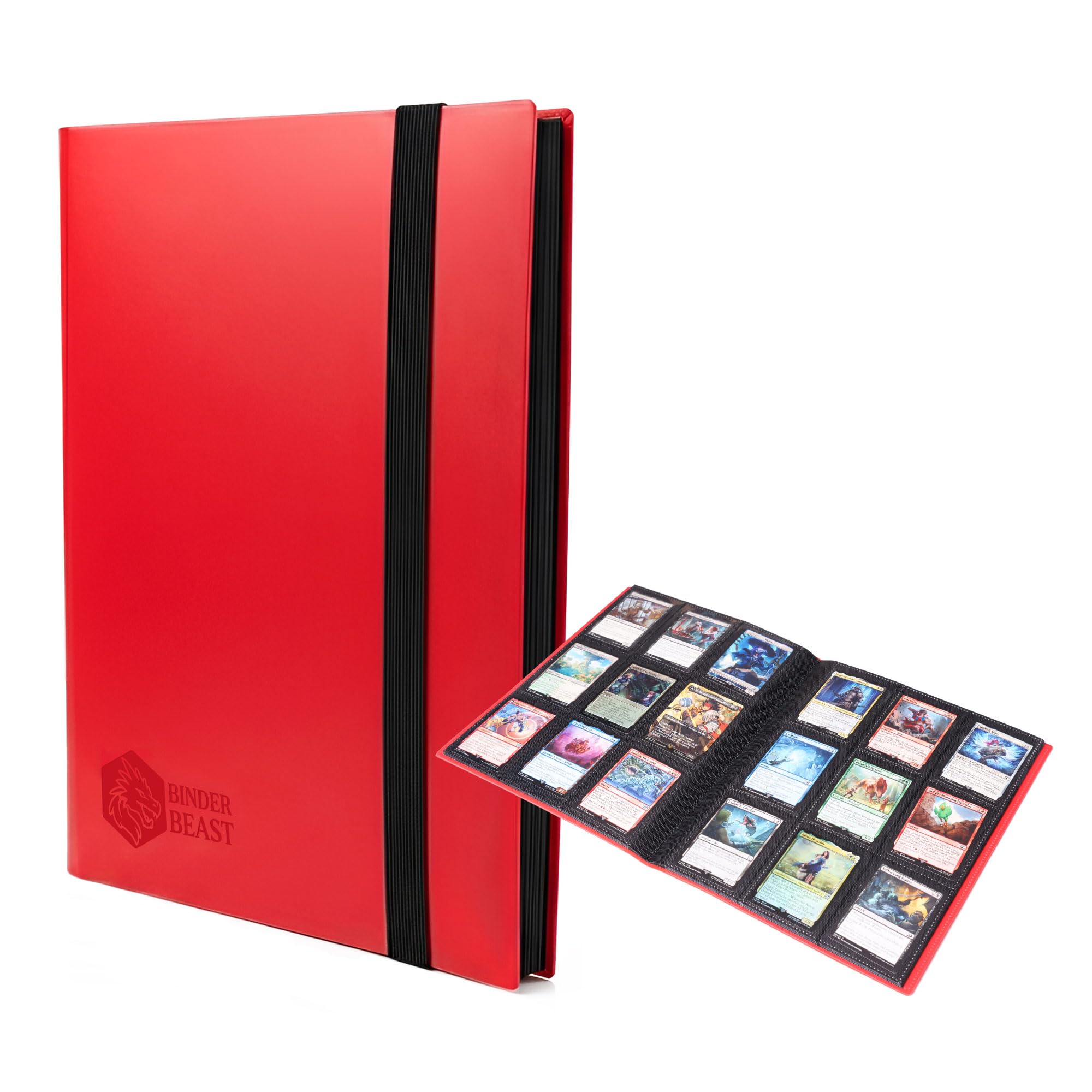 Binder Beast 9 Pocket Card Binder – 360 Pockets Side Loading Trading Card Holder Album for TCG, Football, Baseball and Sports Cards, Compatible with Pokemon Cards, Red