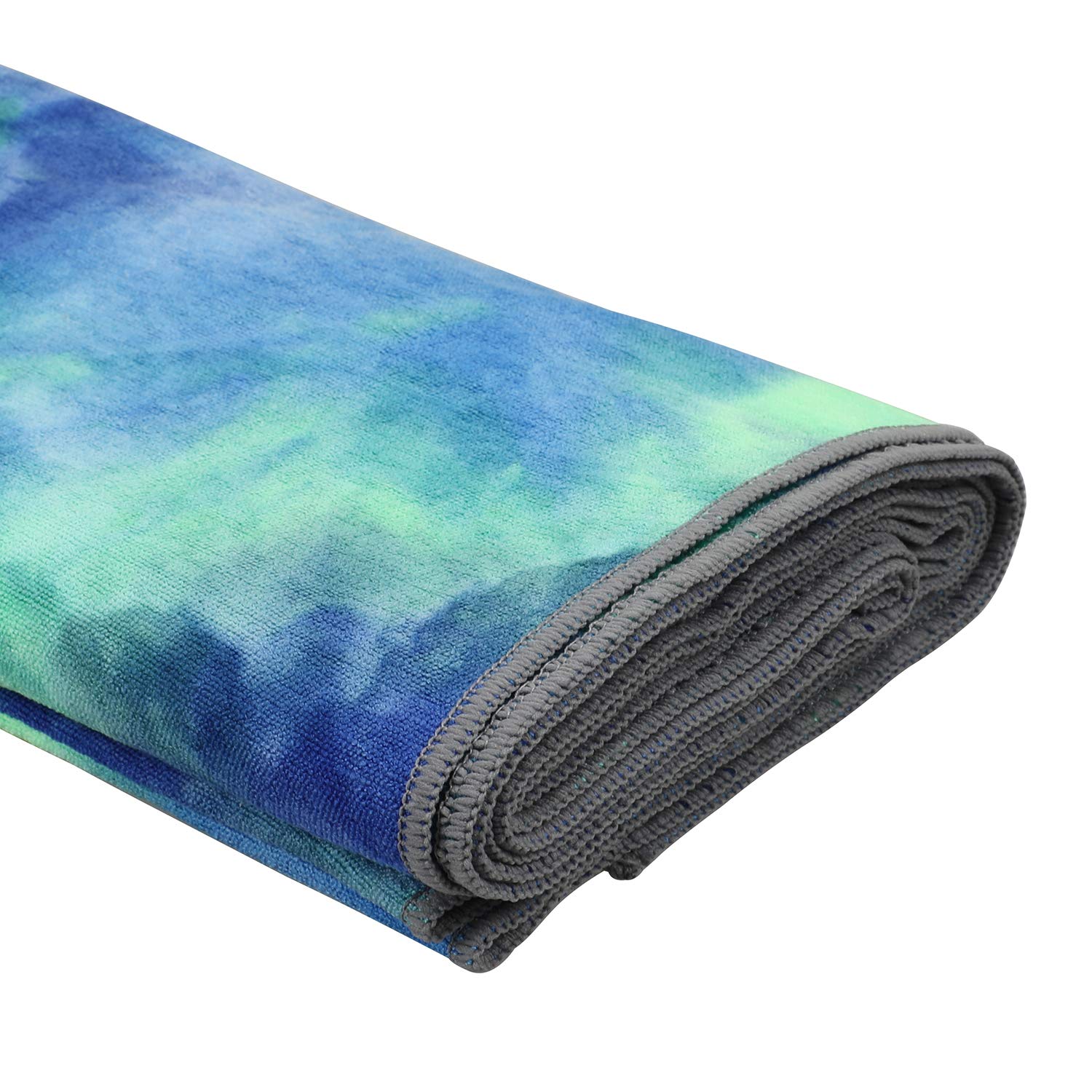 Yoga Towels , Non Slip Hot Yoga Towel Skidless Waffle Texture, 100% Absorbent Odorless Microfiber Yoga Blanket, Standard Sized 24 inchx72 inch Mat Towel,for Hot Yoga, Bikram, Pilates (Bule & Green)…1