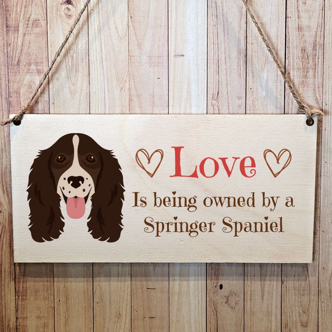 Second Ave Gift Company Brown/Tone In Wood Colour Second Ave Springer Spaniel Dog Wooden Hanging Gift Rectangle Home Sign Plaque