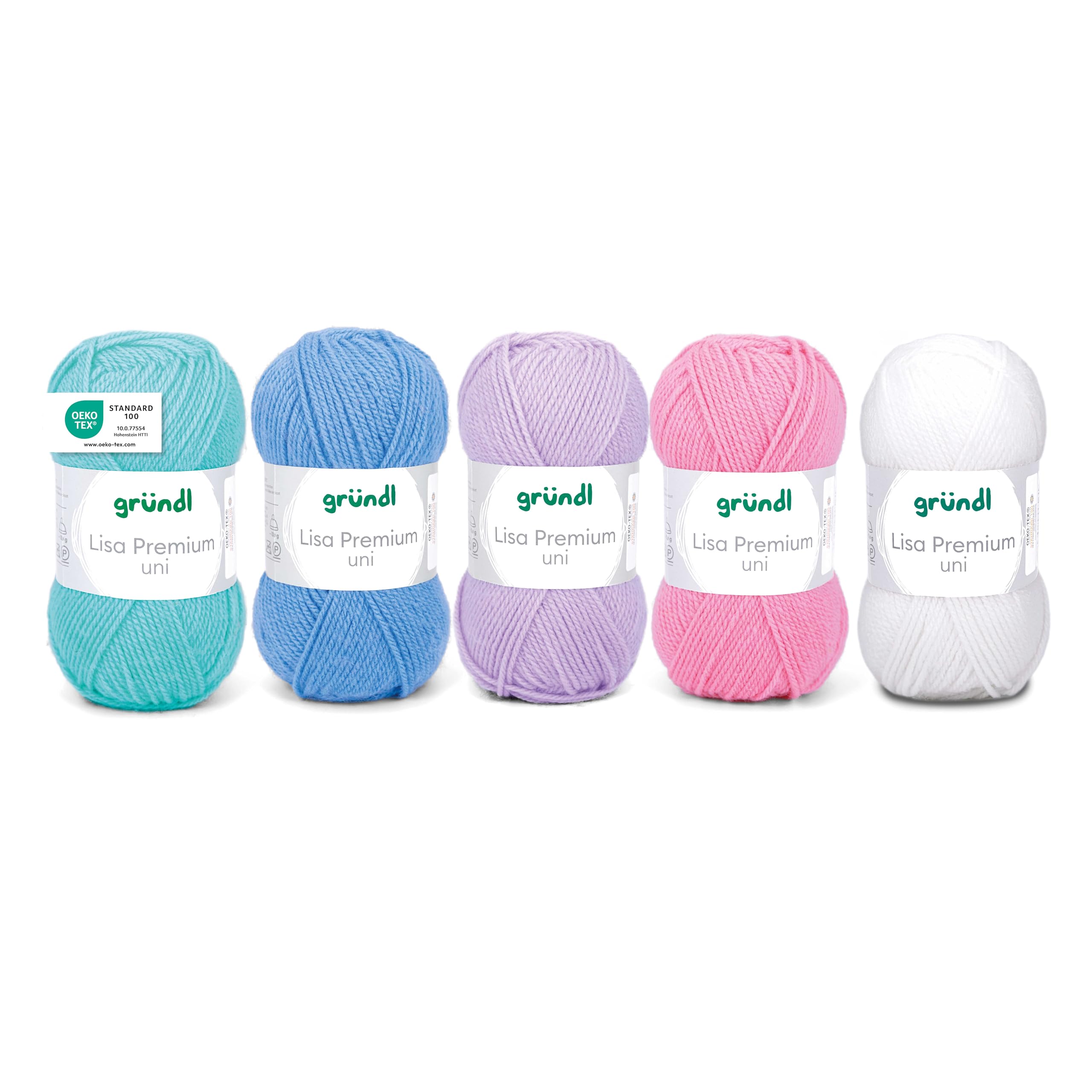 Gründl Lisa Premium Plain Wool Knitting Yarn Crochet Yarn Soft and Skin-Friendly 100% Polyacrylic 50 g / 133 m Needle Size 3.5-4.5 Pastel