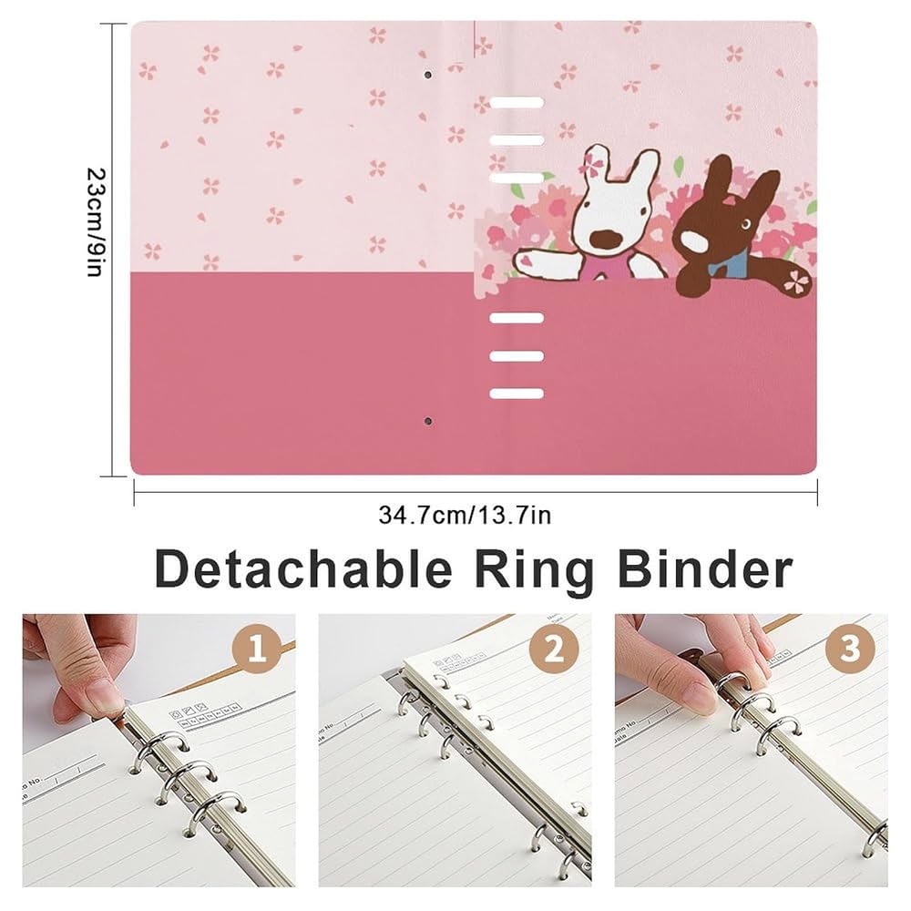 リサフランク　リングバインダー ノート Amazon.co.jp: リサとガスパール ピンク システム手帳 PU ノート