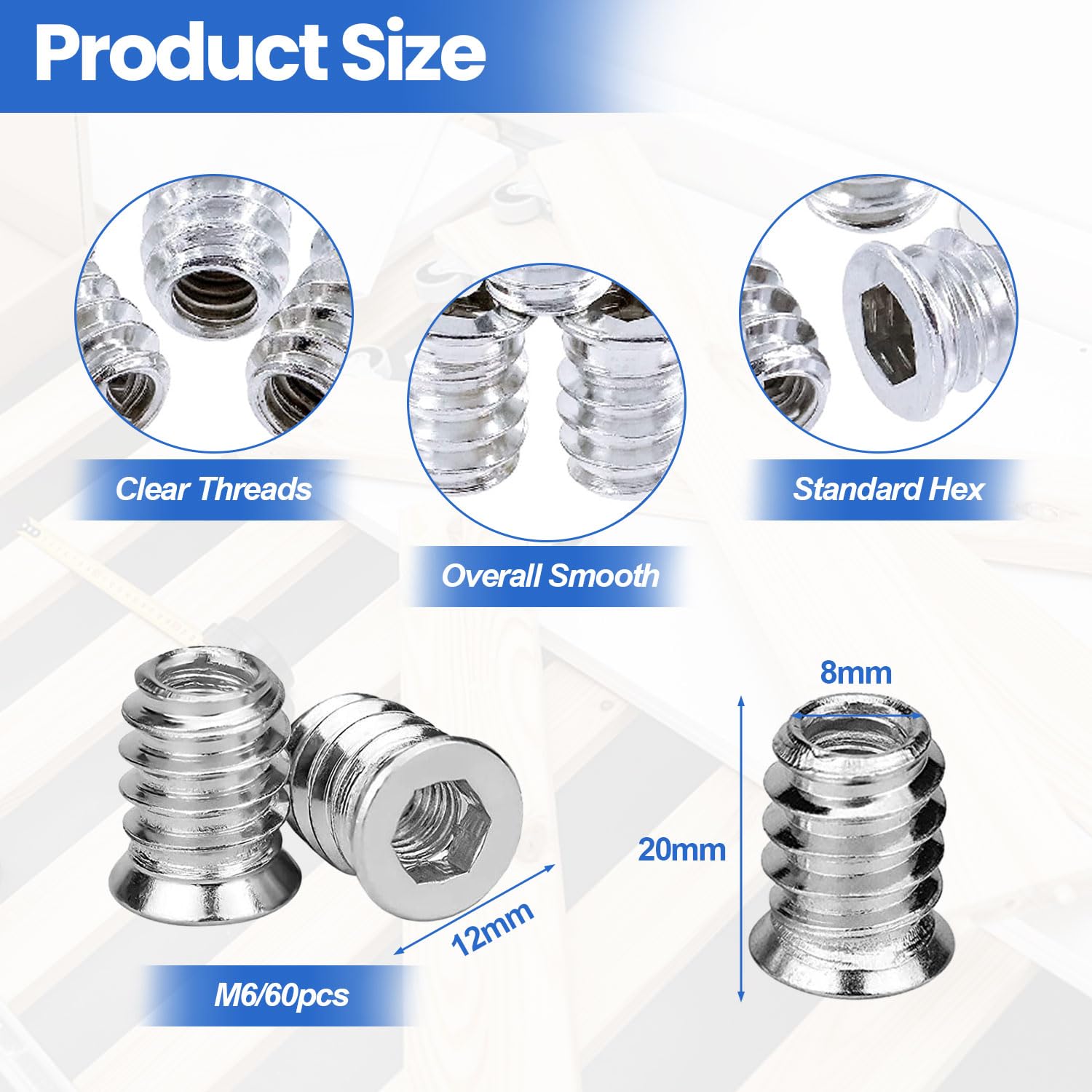 Inserti Filettati Helicoil M6 X 20mm - 60 Pezzi Per Legno, Acciaio Inox, Per Mobili E Riparazioni - Foto 5