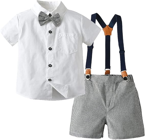 Toddler Suits Boy Suspenders and Bow Tie Outfit, Baby Boys