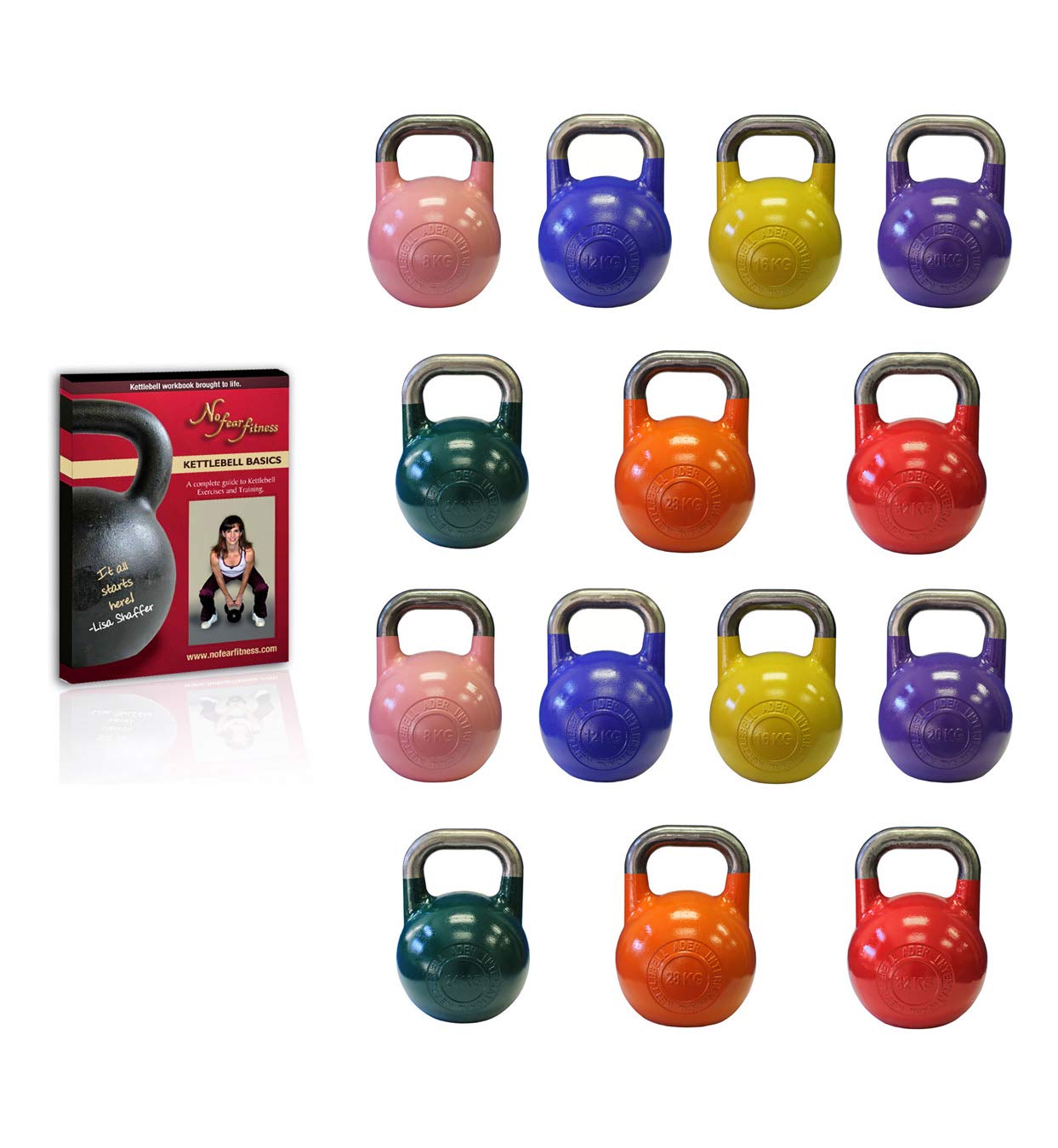Ader Pro-grade Int'l Kettlebells Set 14pcs with DVD- 7 Pairs (8, 12, 16, 20, 24, 28, 32kg) X2