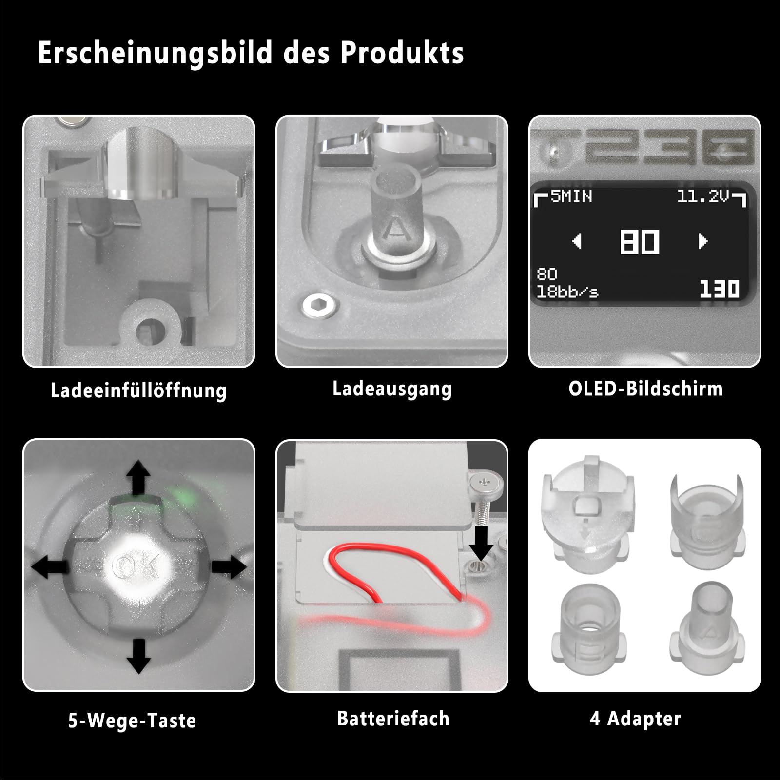 Elektrischer BB-Speedloader PRO Edition – Smarter automatischer Airsoft-Magazinlader, 21 BBS/s Hochgeschwindigkeit, OLED-Display, 1800 Schuss Kapazität, Blockierschutz inkl. 4 Adapter