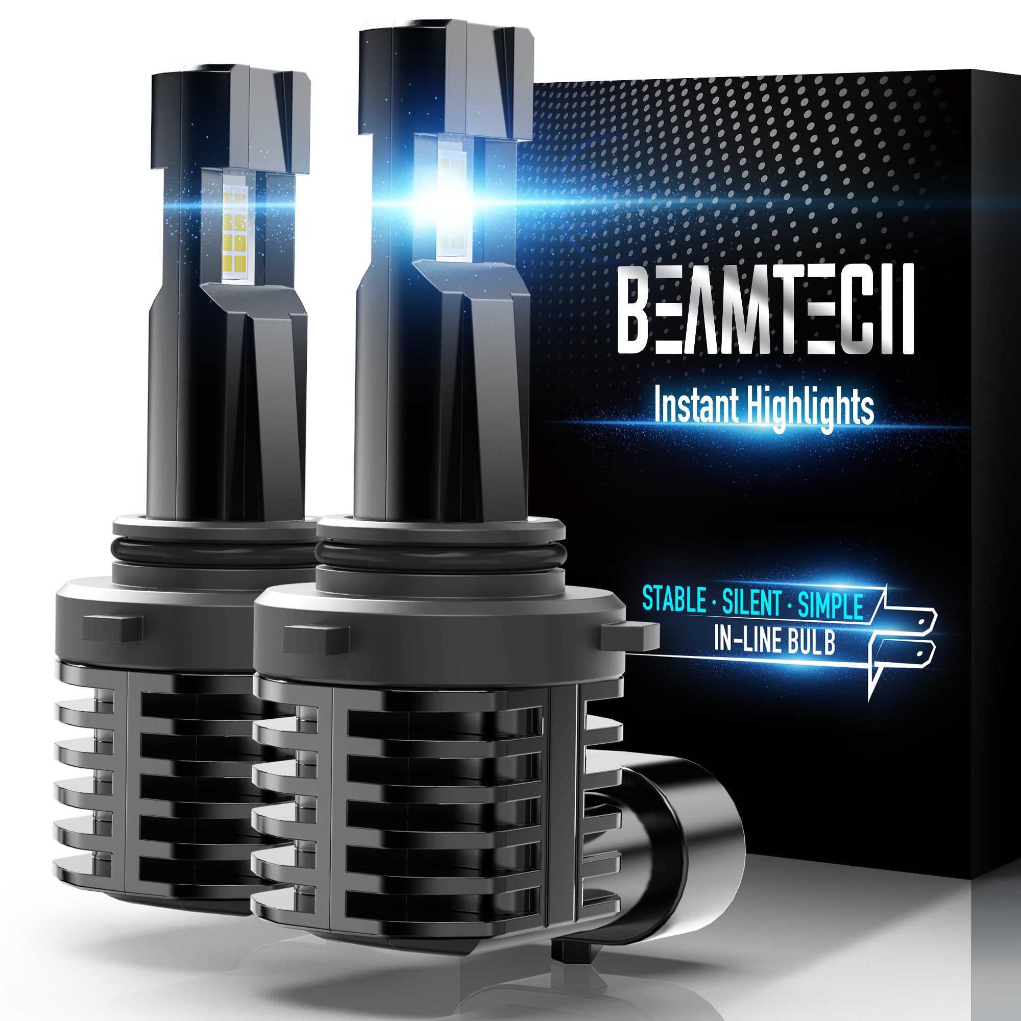 BEAMTECH 9006 Bulbs, Fanless In Line HB4 Fog Light Bulb 6500K Xenon White Fog Light Of 2