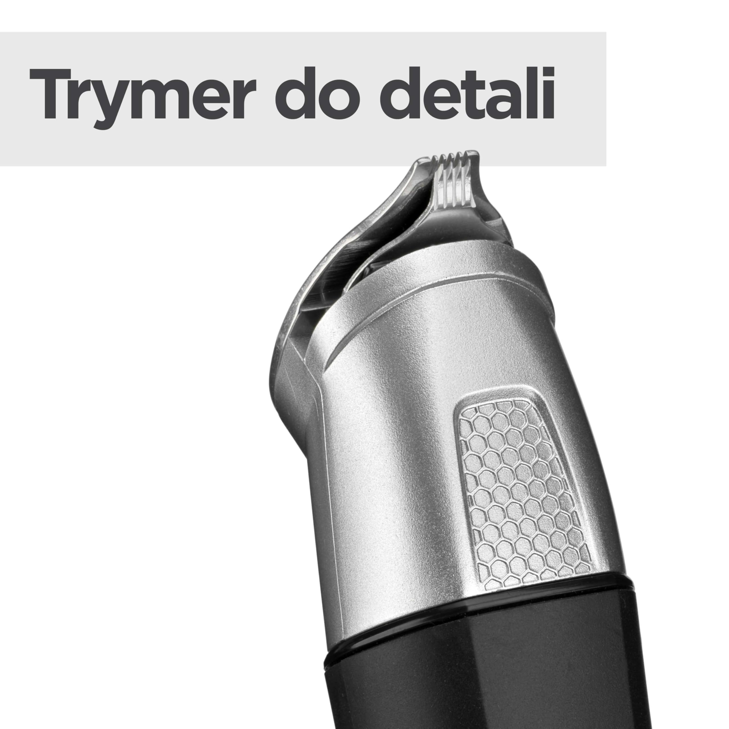 BaByliss Lithium Power 11 w 1 Multi-Trimmer - bezprzewodowy zestaw do pielęgnacji, w tym trymer do brody i trymer do nosa, wodoodporny, prezent dla mężczyzn, czarny/szary, MT812E