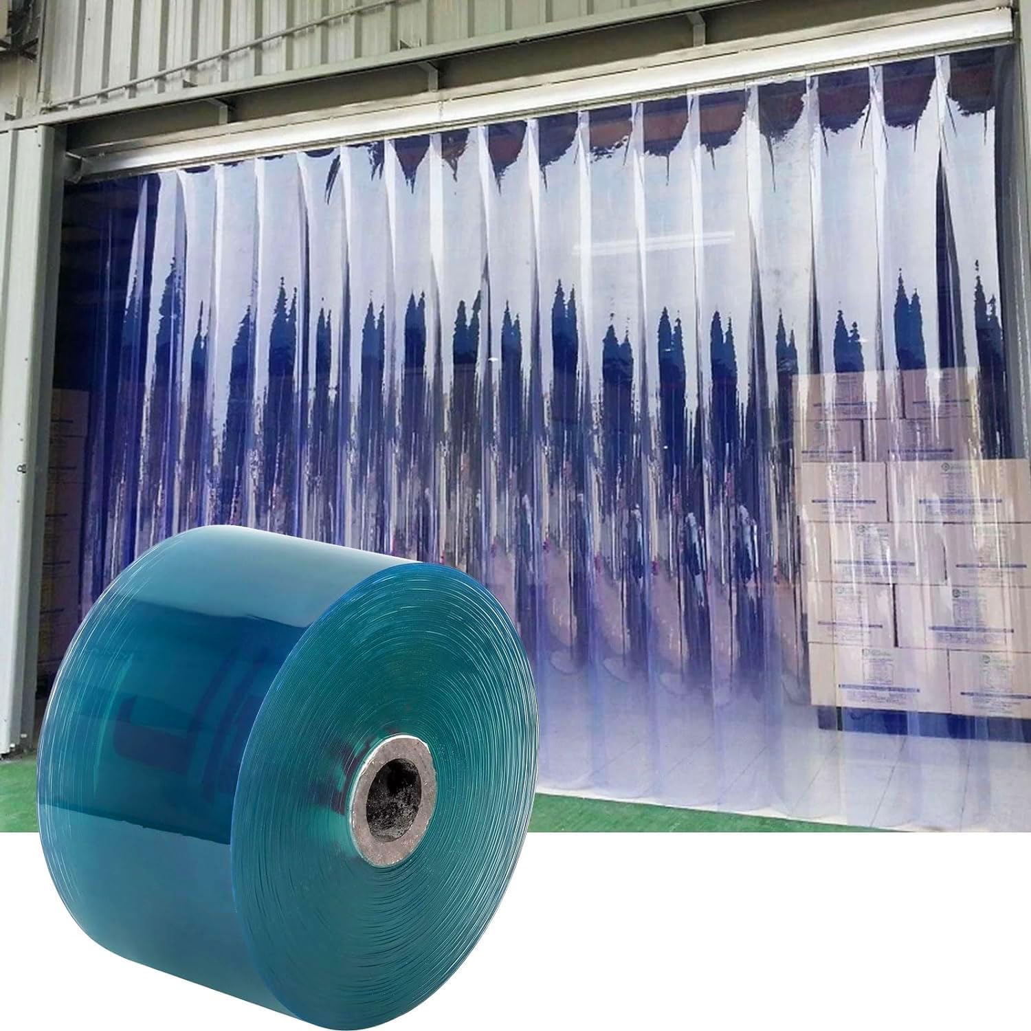 Tenda a strisce in PVC, 0,6 x 164 m, spessore 2 mm, trasparente, trasparente, resistente alle intemperie, in PVC, per animali domestici, 0,18 x 50 m