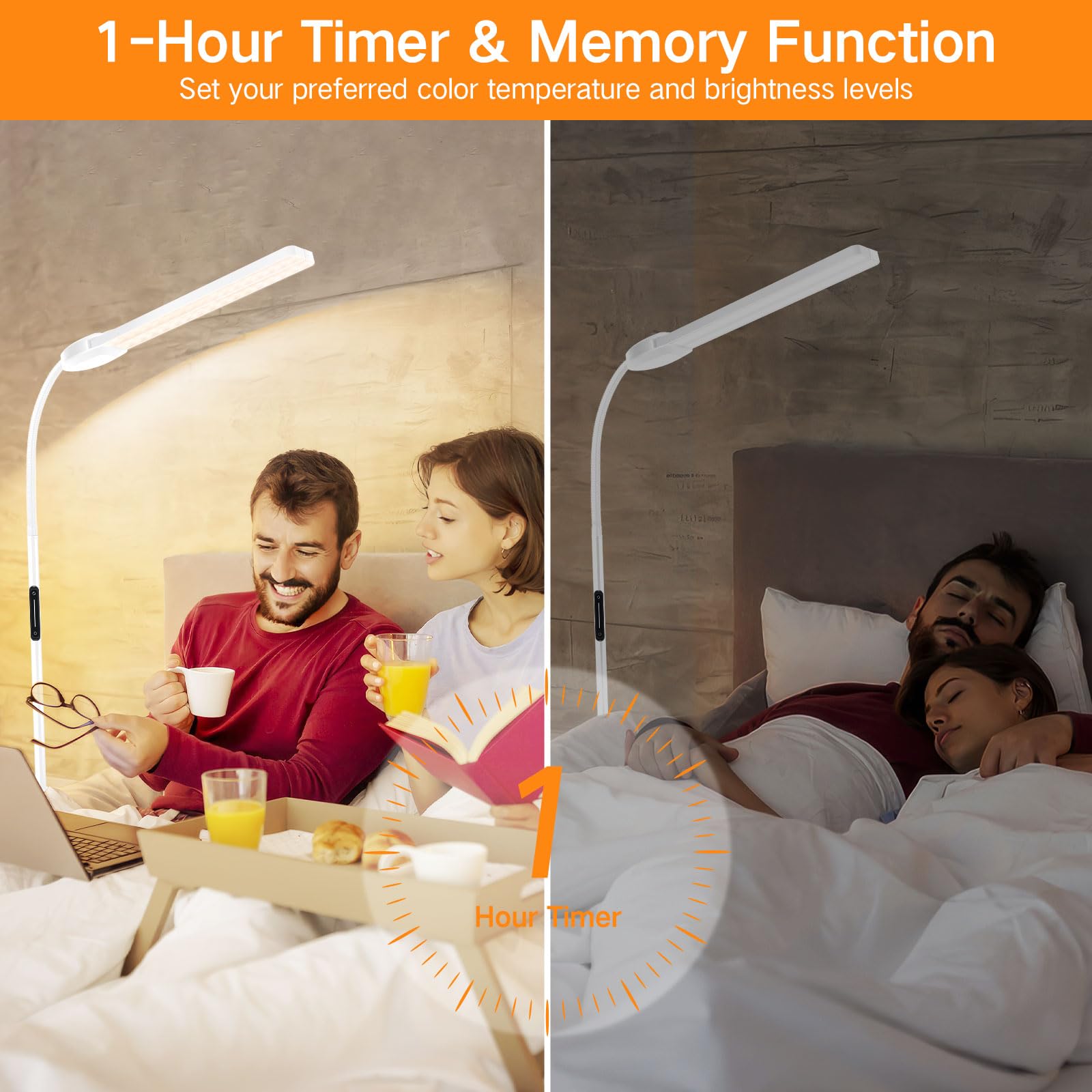 OUTON Lampada da Terra LED Dimmerabile, Controllo Della Temperatura a 4 Colori, Telecomando e Controllo Touch, Soggiorno, Camera da Letto, Ufficio 1 ora Timer, Bianco