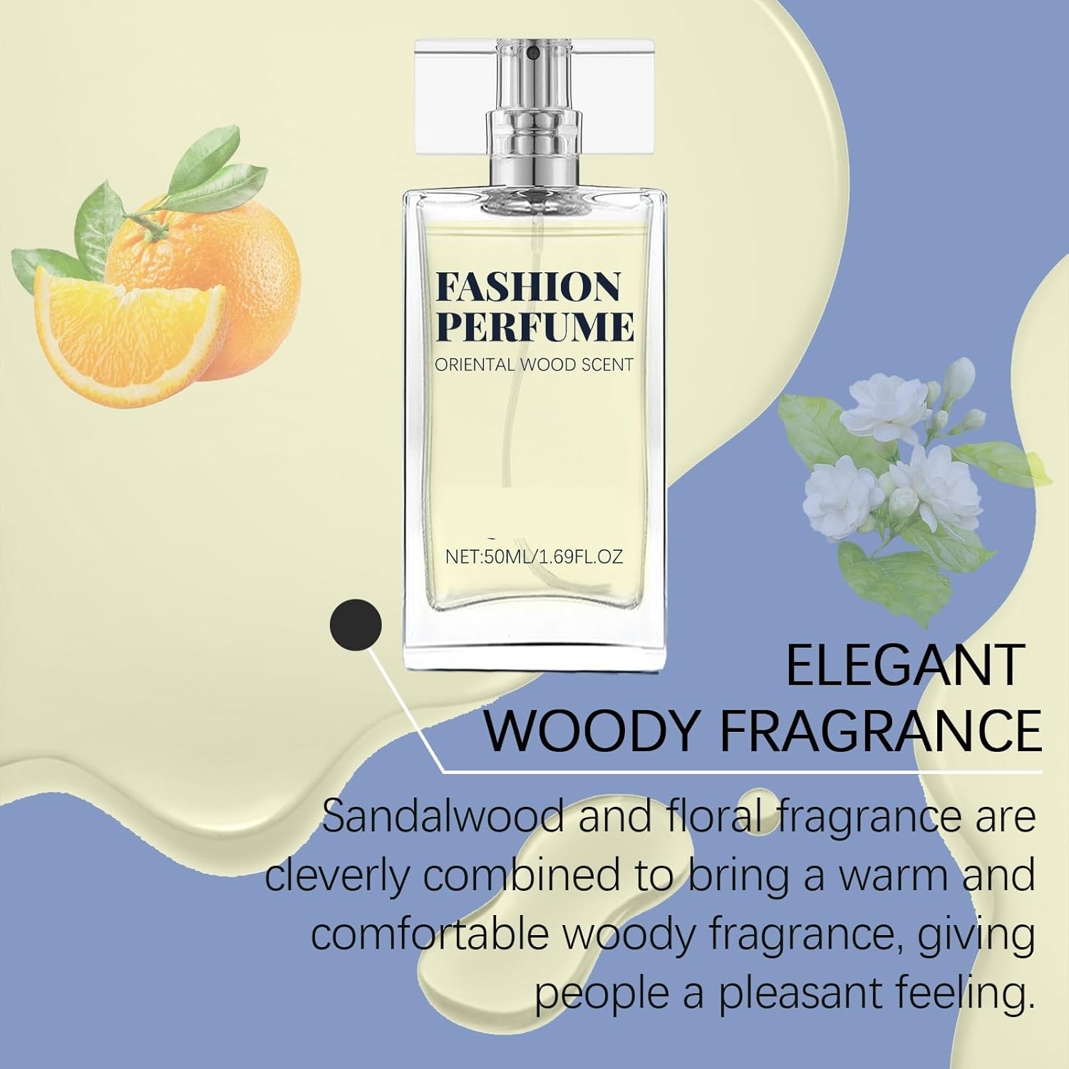 Oriental Woody Perfume - Warm Sandalwood & Jasmine Scent, Long-Lasting, Calming(5pcs)