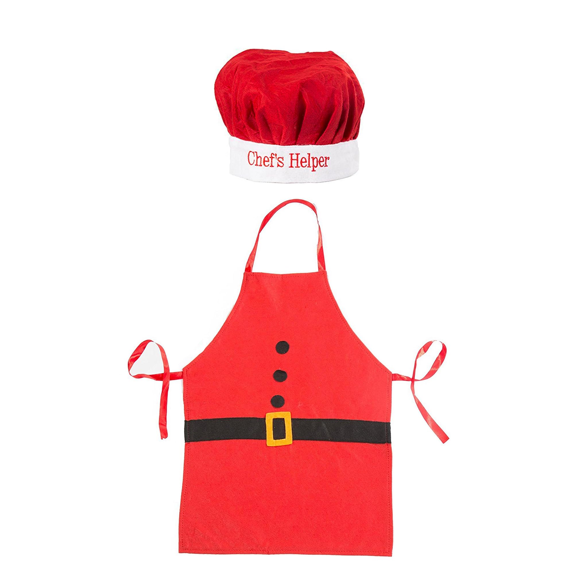 RockParty Adult Christmas Chef Hat & Kids' Chef Helper Hat Set - Festive Cooking Apparel for Holiday Baking and Family Fun (Red Kids)