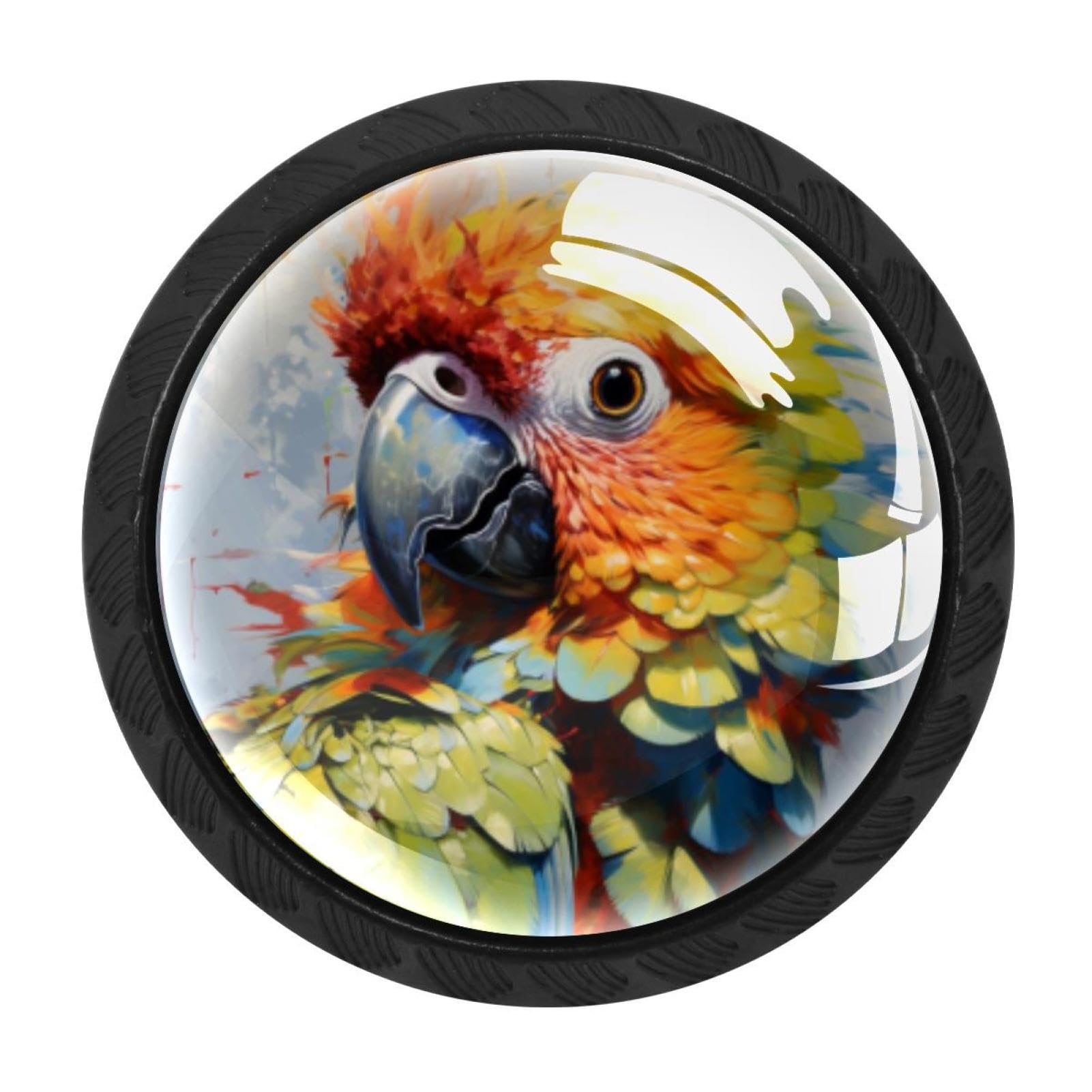 CHENZZZZ Parrot Cabinet Knobs 4 Pieces Drawer Kitchen Cabinets Dresser Cupboard Wardrobe Unique Pulls Handles