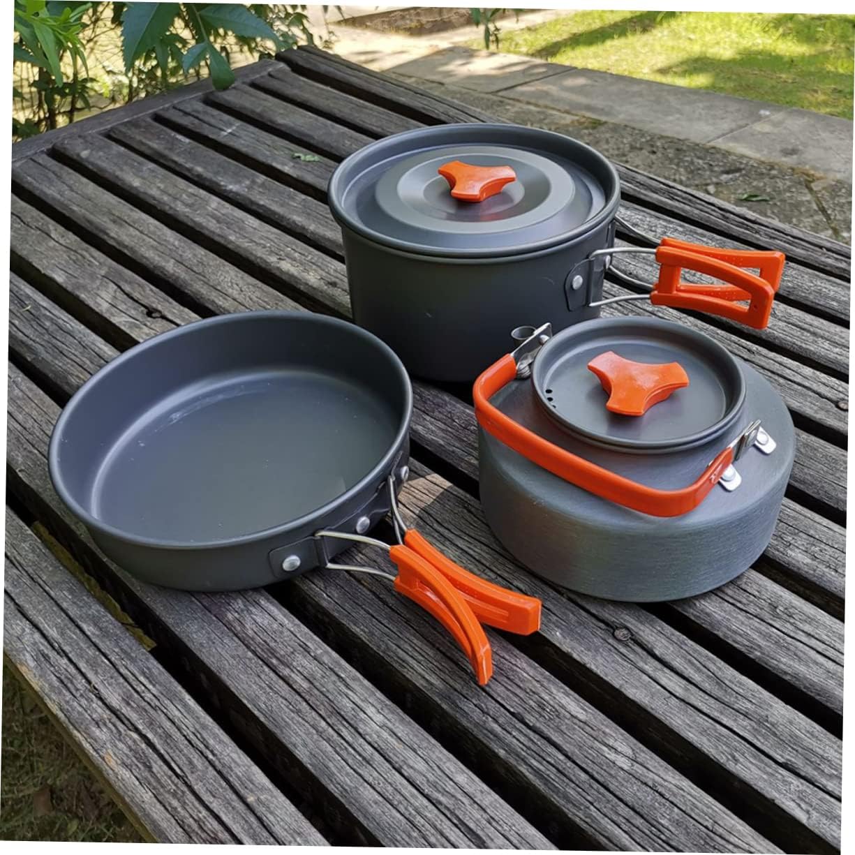 Yardwe Person Aluminum Camping Cookware Pot Pan Kettle Utensils Hiking Cooking Supplies