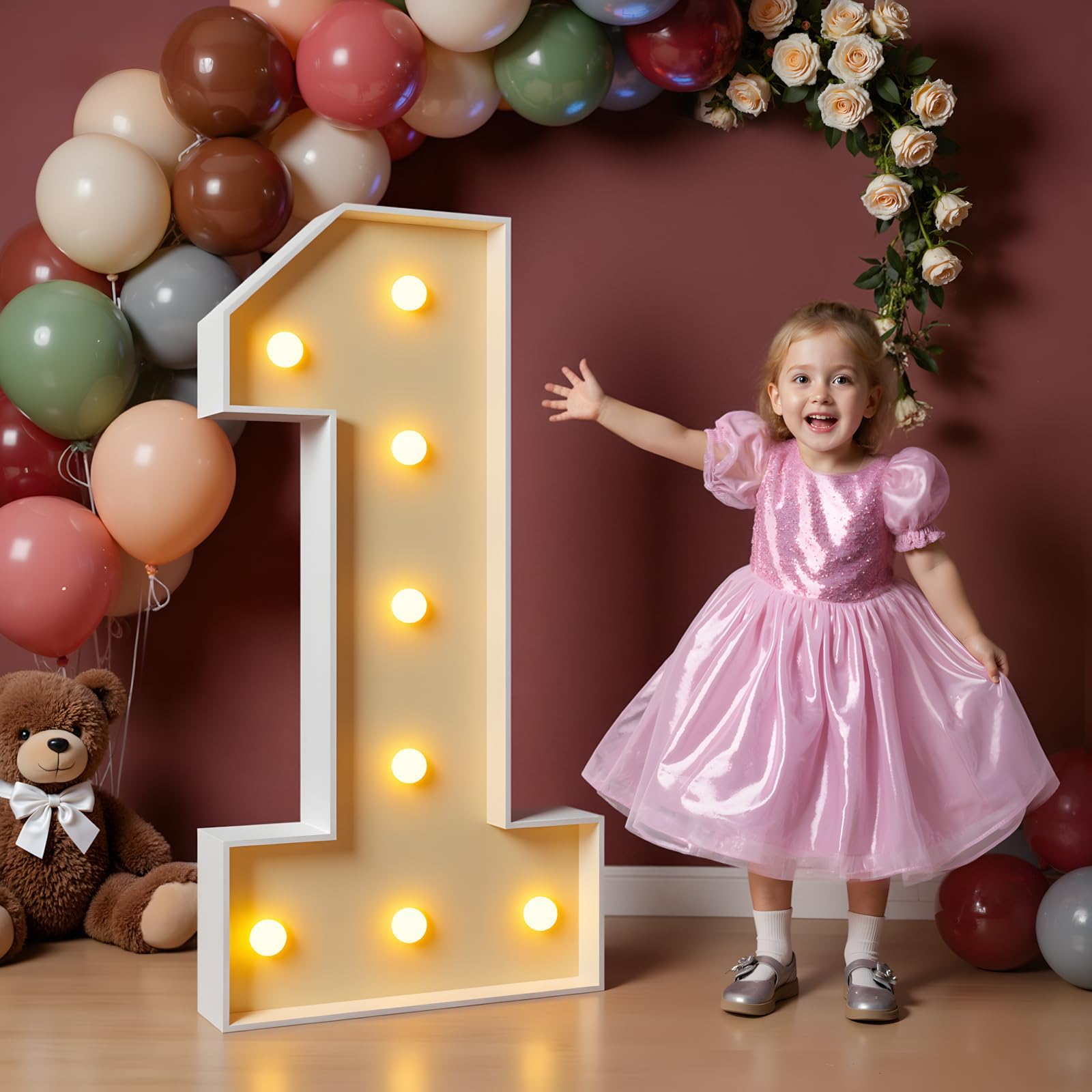 3FT Marquee Light Up Numbers 1,arty Decor Large Marquee Light Up Letters, Foam Board Set for Birthdays,Weddings,Baby Anniversaries, Easy to Assemble,1,91.5cm/36in