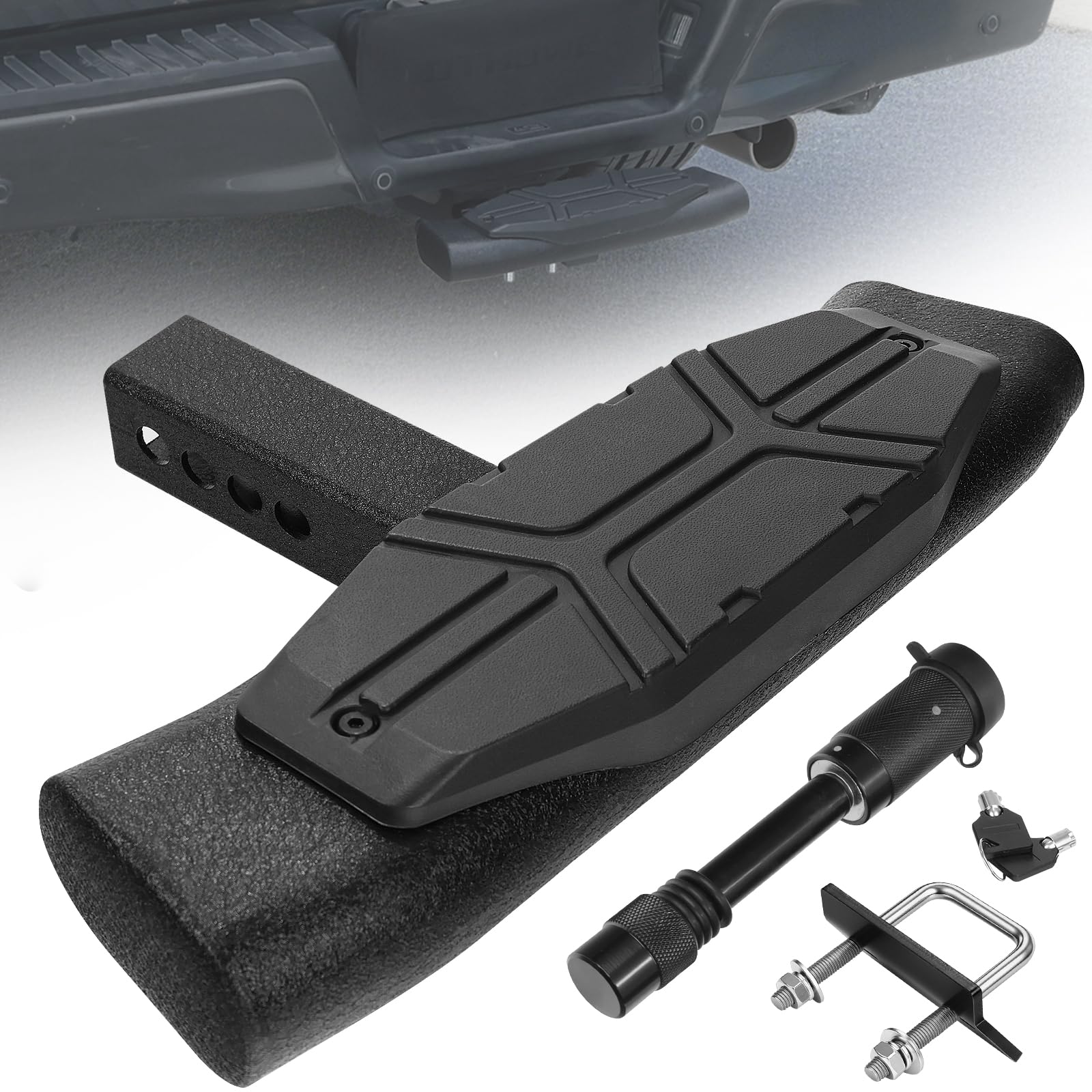 Trailer Hitch Step for 2 Hitch Receiver Universal Fit for Trucks SUV Car Van Carbon Steel with Dual-Stage