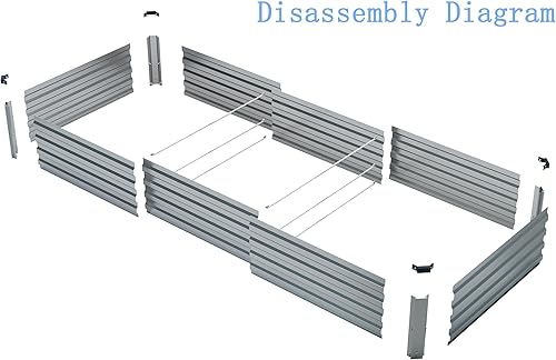 Miniatura 9 de ZUNUDA 2 camas de jardín elevadas galvanizadas de 9 x 3 x 1 pies para exteriores, para verduras, jardineras galvanizadas, camas elevadas de metal