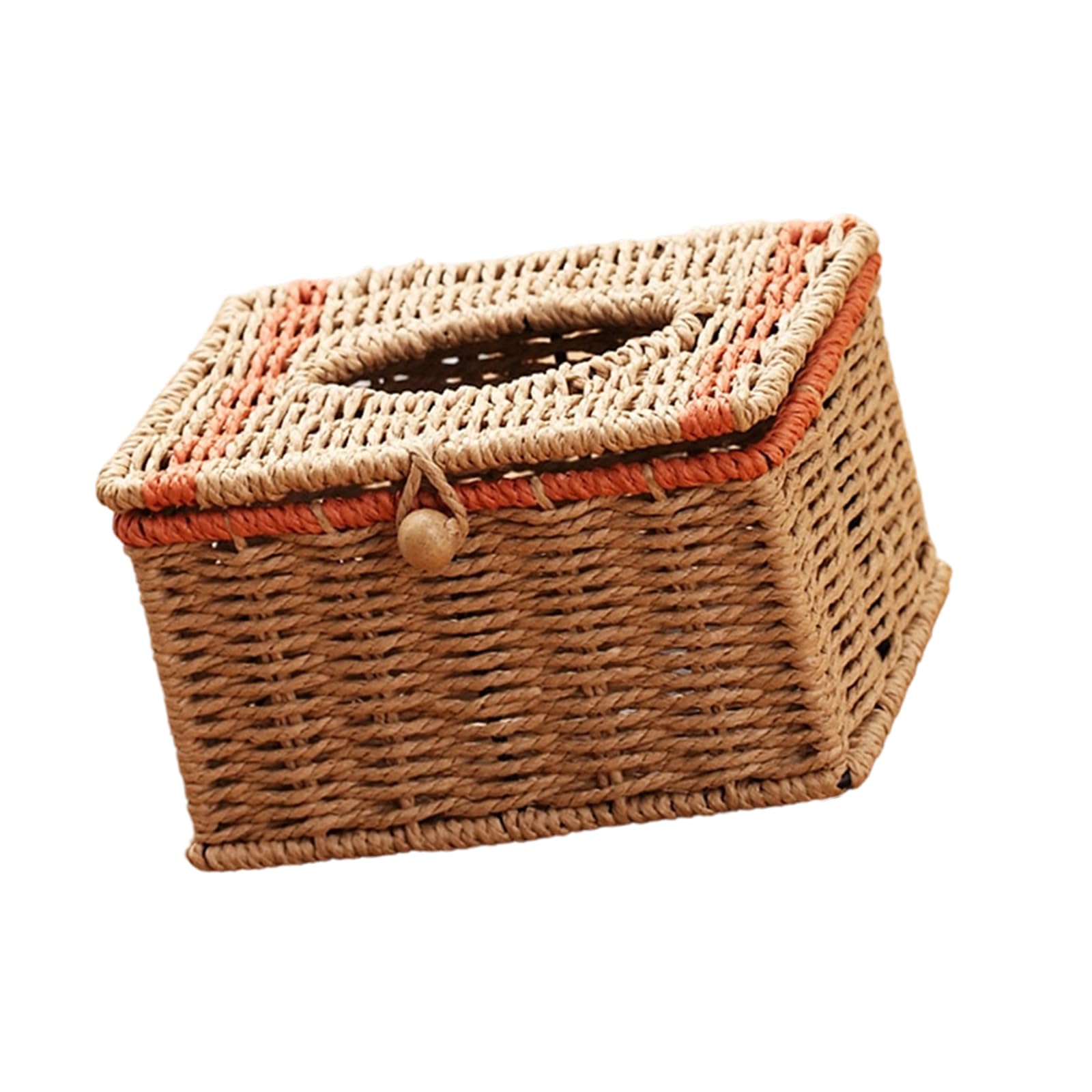 TFAOYS Handwoven Imitating Rattan Storage Basket for Tissues and Face Towel Desktop Organiser for Home and Offices Decorative Flexible Tissue Holder