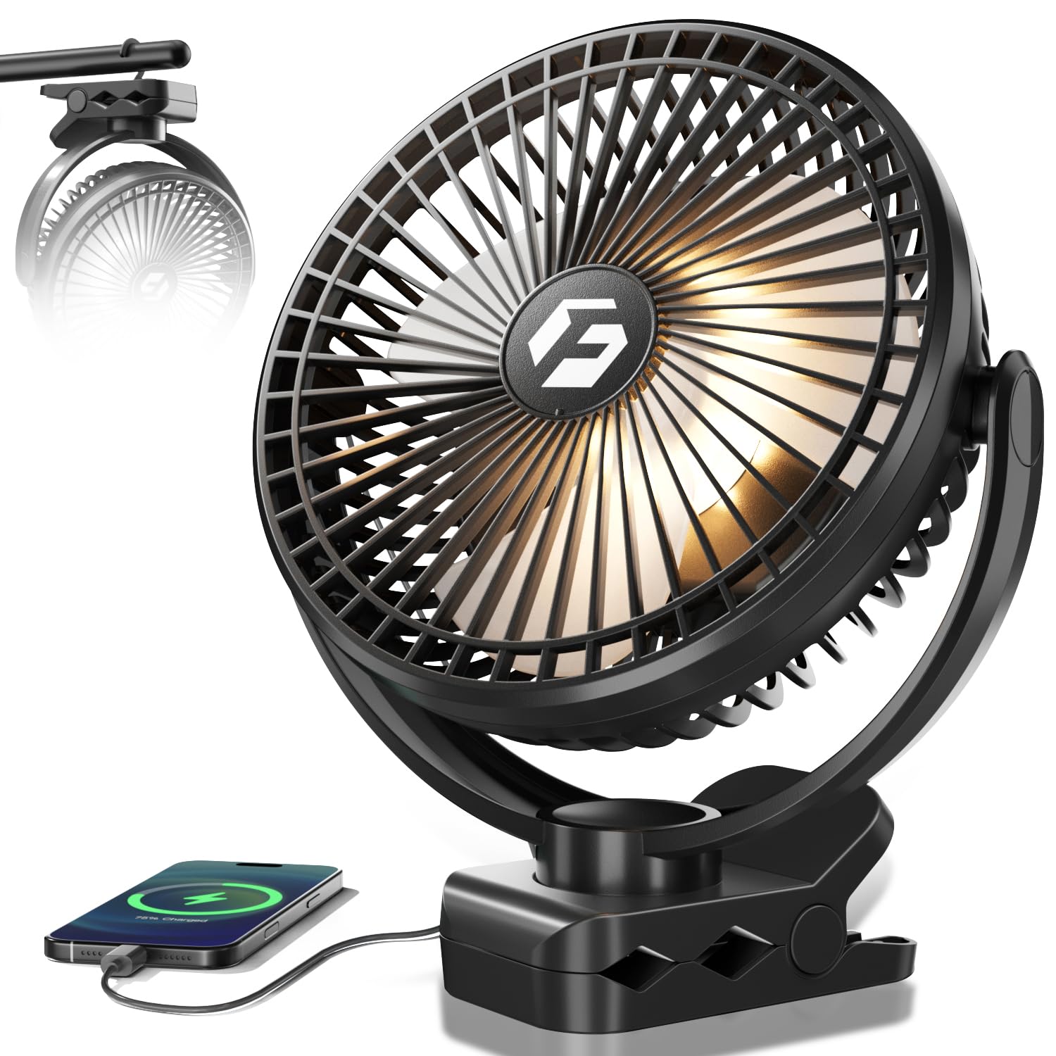 FRIZCOL 20000mAh 8 Inch Portable Clip On Fan