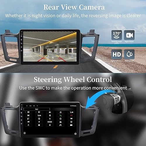 Miniatura 3 de Estéreo de coche Android 12 para Toyota Rav4 Radio 2013 2014 2015 2016 2017 2018 Inalámbrico incorporado Apple CarPlay y Android Auto GPS