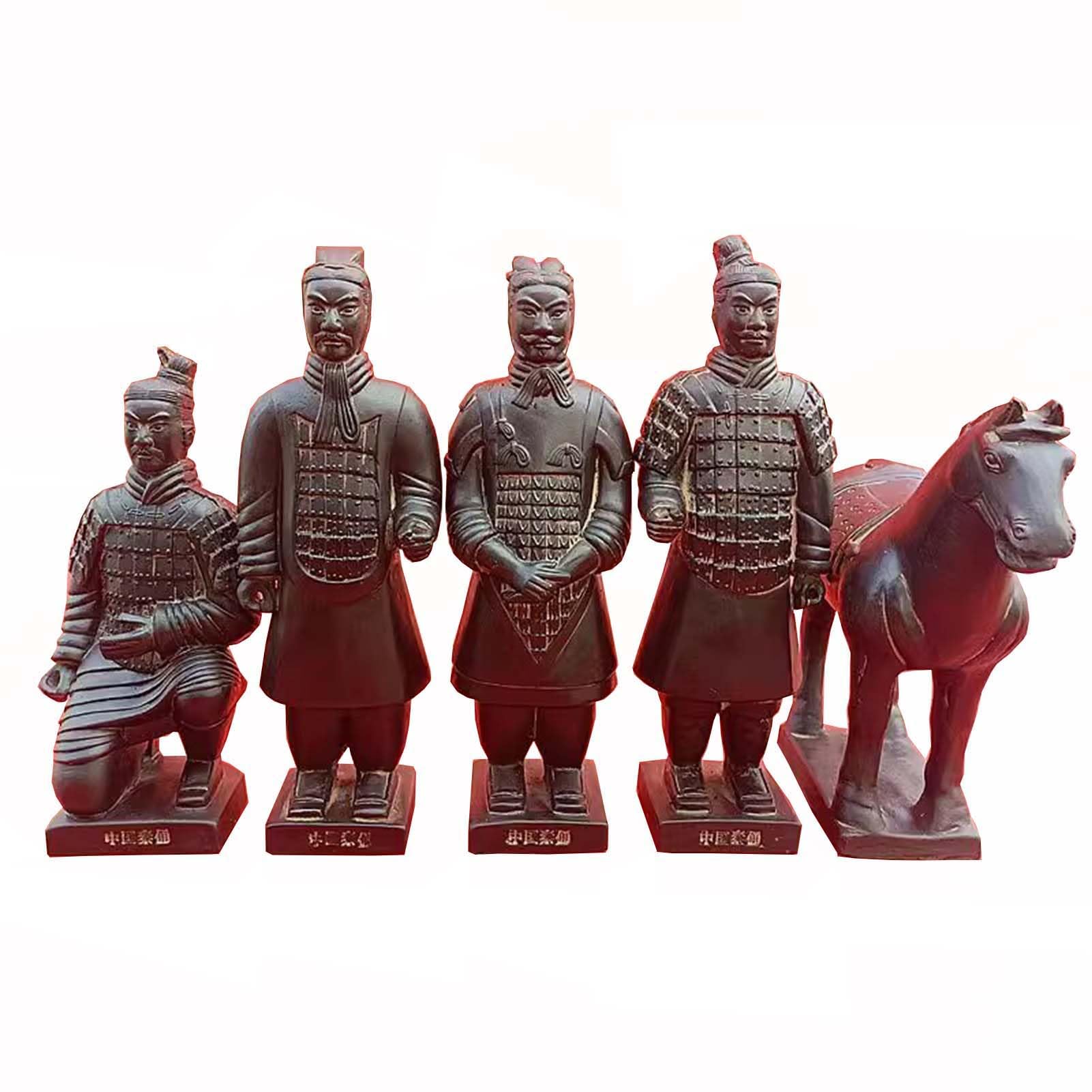 KoliynTerracotta Statue Handicraft Set, Ancient Terracotta Warriors Home Statue Decoration, A Set of 5,Black
