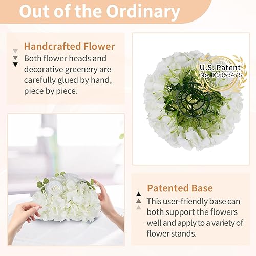 Miniatura 5 de NUPTIO Bolas de flores para centros de mesa de boda 10 piezas de 11.8 pulgadas de diámetro artificial arreglo de bolas de flores artificiales centro