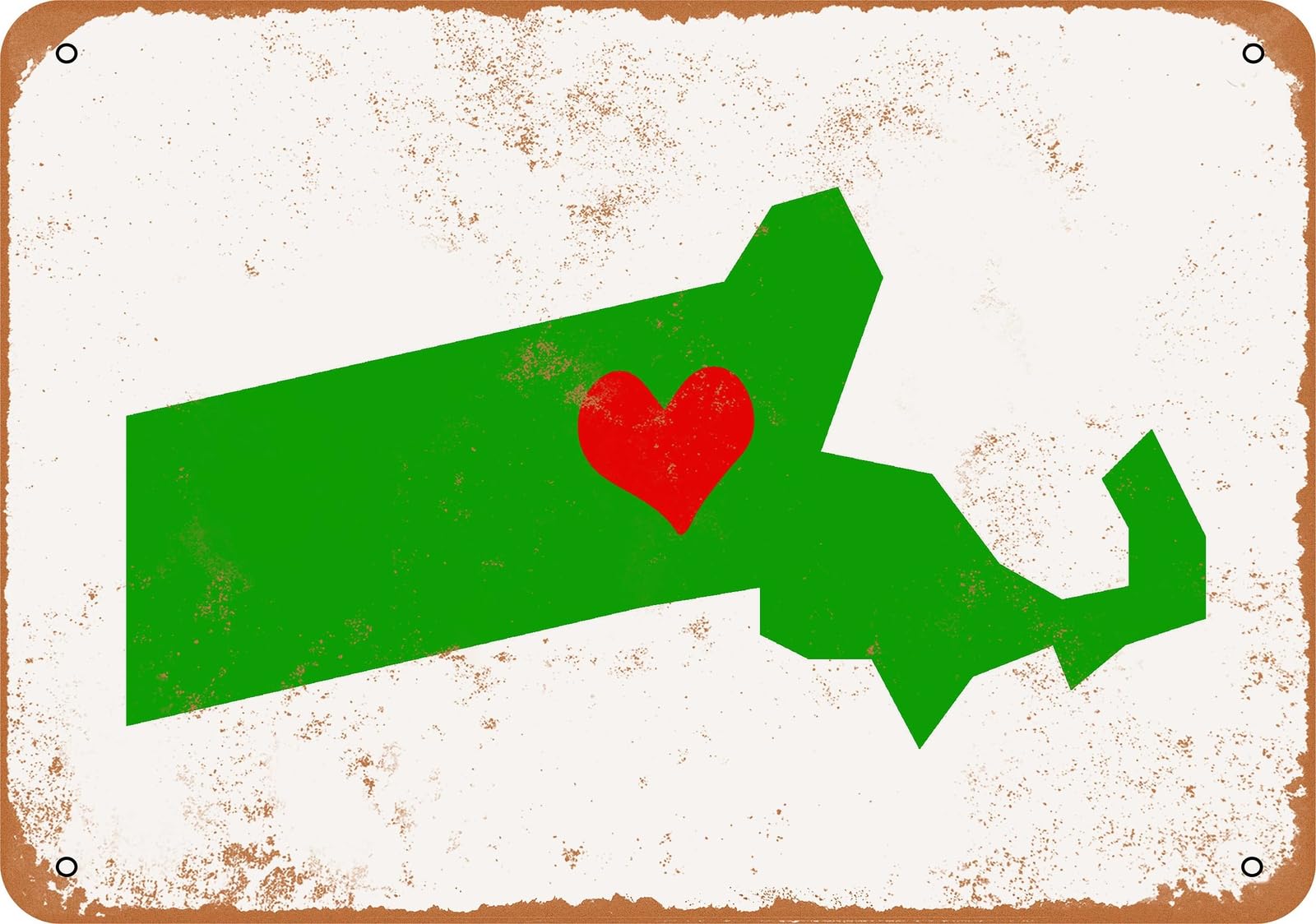 Miaomansenstore Metal Sign - Love Heart Massachusetts - Vintage Look Home Decor