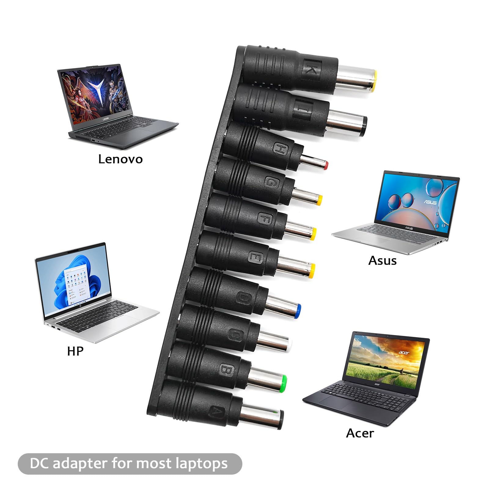 10pcs DC Connector Jack Power Socket Universal DC Barrel Jack Adapter Compatible for Lenovo, Dell, HP, Asus, Acer, Toshiba, Sony Laptop Charger Power Supply Plug (5.5 x 2.1mm)