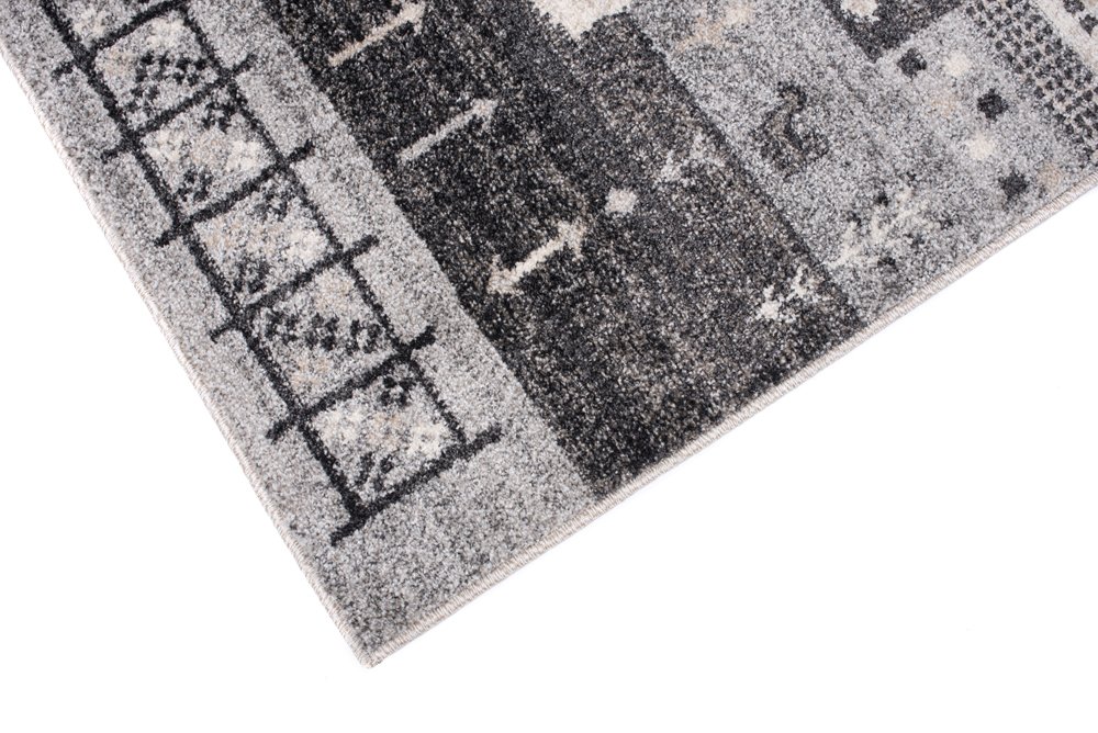 Tapiso® Dywan Sari z krótkim włosiem | melanżowy designerski dywan w kolorze szarym, czarnym, kremowym z abstrakcyjnym wzorem w kratkę diamentową | idealny do salonu, pokoju gościnnego, jadalni | Ökotex 220 x 320 cm