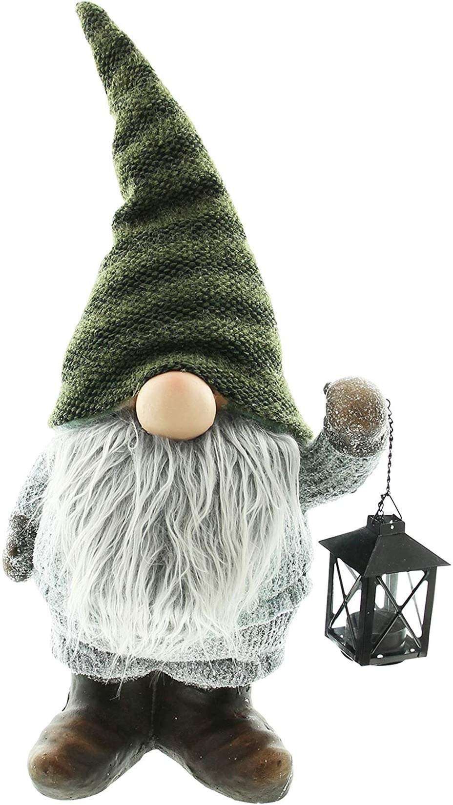 Wichtel groß, 56 cm hoch, Textil & Kunstfell, Weihnachtswichtel mit Laterne | Deko-Figur stehend mit Teelichthalter, Winterdeko, Weihnachtsdeko