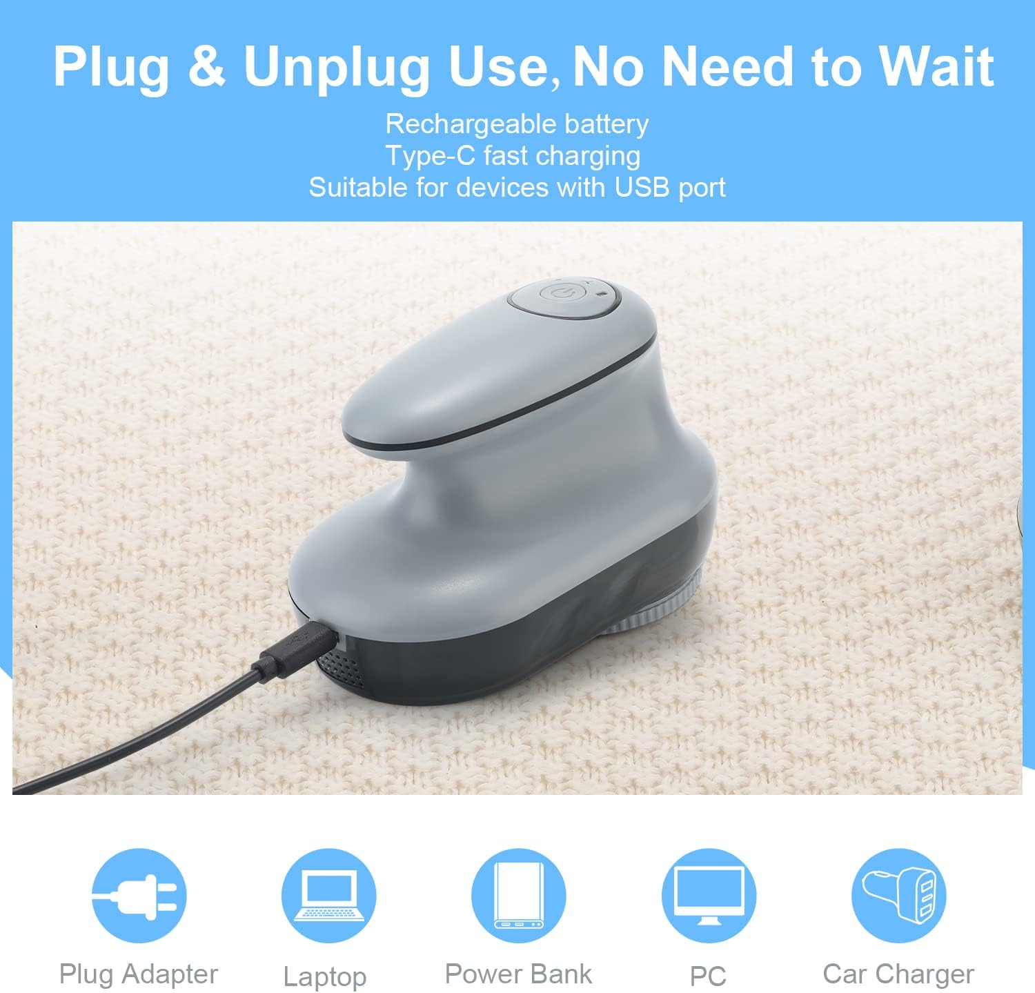 Fabric Shaver, JUEYINGBAILI Electric Lint Remover, Rechargeable Pill Fuzz Remover for Couch, Clothes, Furniture, Sweater, Lint Shaver with 6-Leaf Blades, Gray : Health & Household