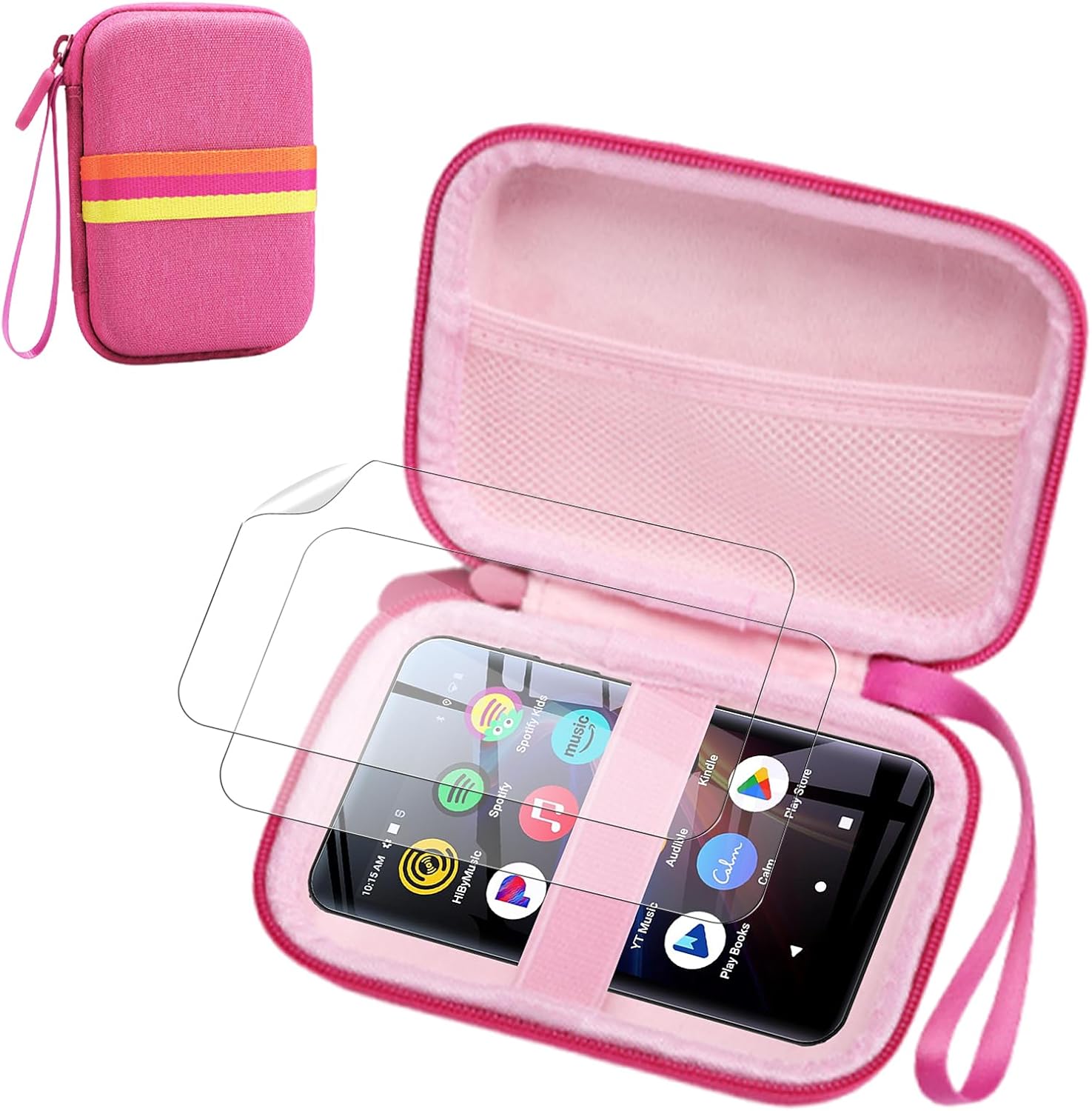 Carrying Case for Innioasis G5 MP3 with 2 Pack Soft Screen Protectors - Hard Shell Protective Carrying Case, Portable Travel Storage Bag,Anti-scrathes&Shockproof,Pink