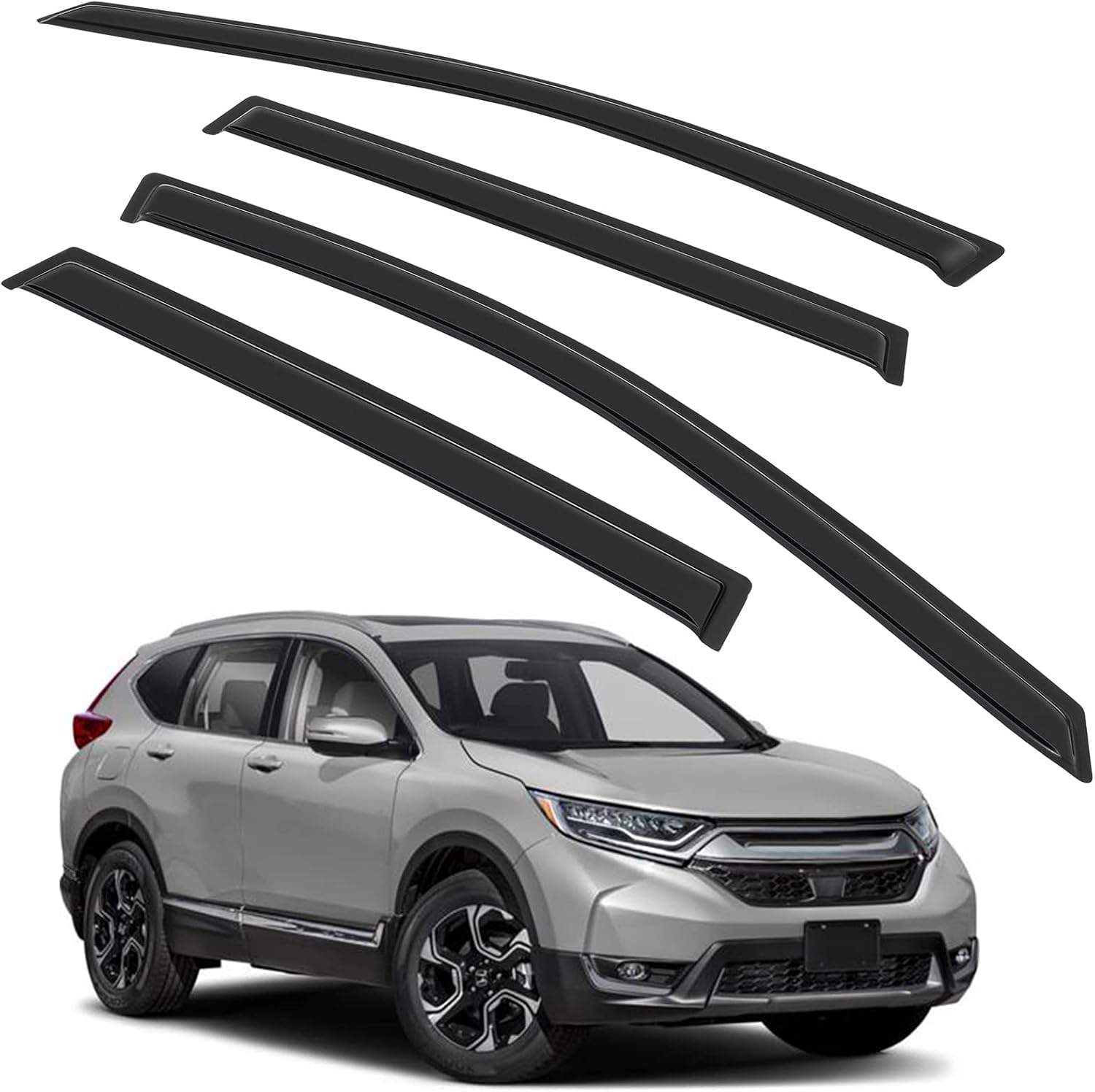 Window Visors Fits for 2017-2019 For Honda For CR-V Tape-on Rain Guards Side Window Deflectors 4 Pieces(2pcs for front doors and 2pcs for rear doors)