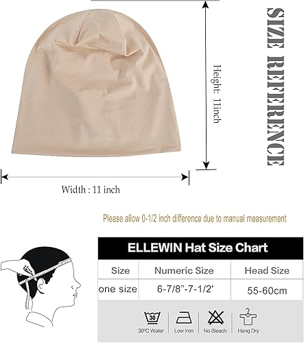 Miniatura 4 de ELLEWIN Gorro de algodón holgado hip-hop, suave, ligero, para correr, para adultos, para hombres y mujeres
