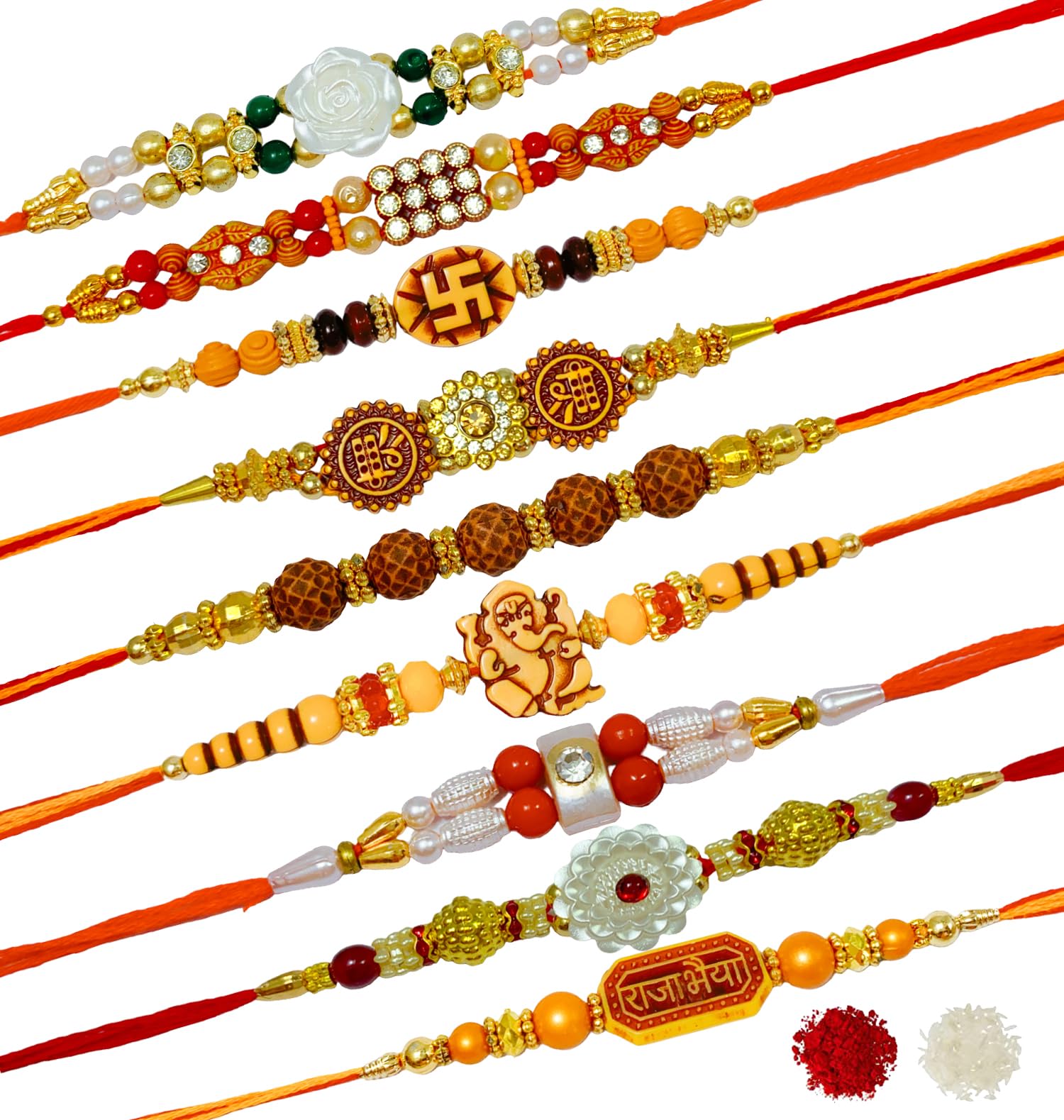 Evisha Unisex Mix Design Beautiful Gold Plated Metal and Pearl Rakhis Combo for Brothers (Yellow) 9 Pieces | | rakhi || rakhi set || rakhi combo || bhaiya bhabhi rakhi || rakhi gifts (B07TGKJKKH) Amazon Price History, Amazon Price Tracker