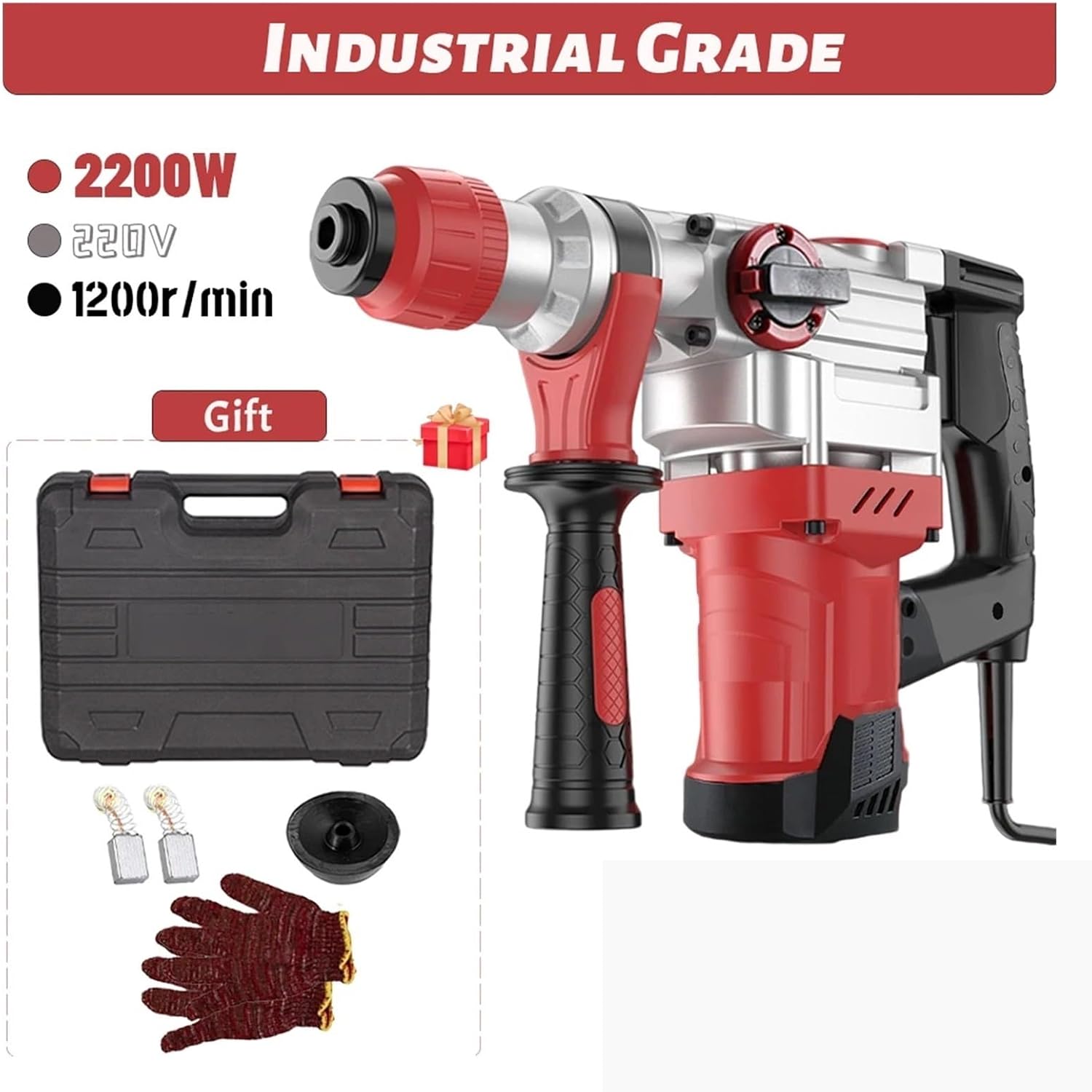 2200W Multifunctional Electric Hammer/Electric Pick/Electric Drill 26mm Industrial Grade Electric Hammer For Household Use,Long-Lasting Performance